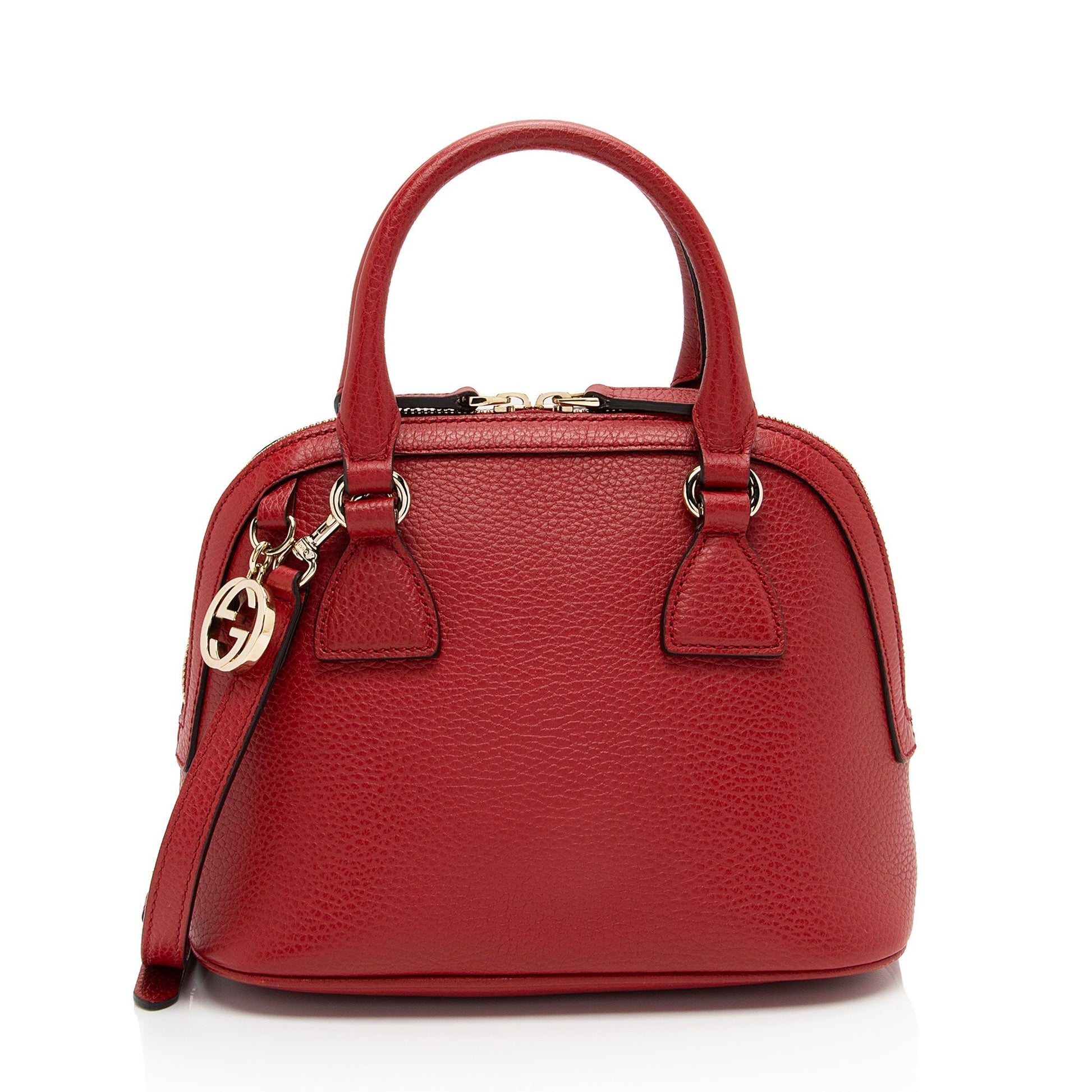 Gucci GG Charm Dome Leather Red Small Crossbody Bag Shf W5Ujiz