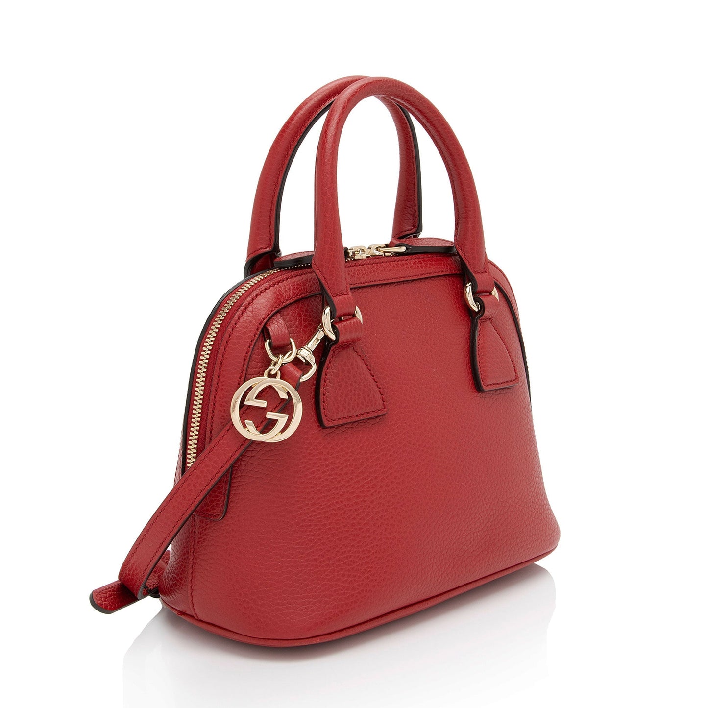 Gucci GG Charm Dome Leather Red Small Crossbody Bag Shf W5Ujiz