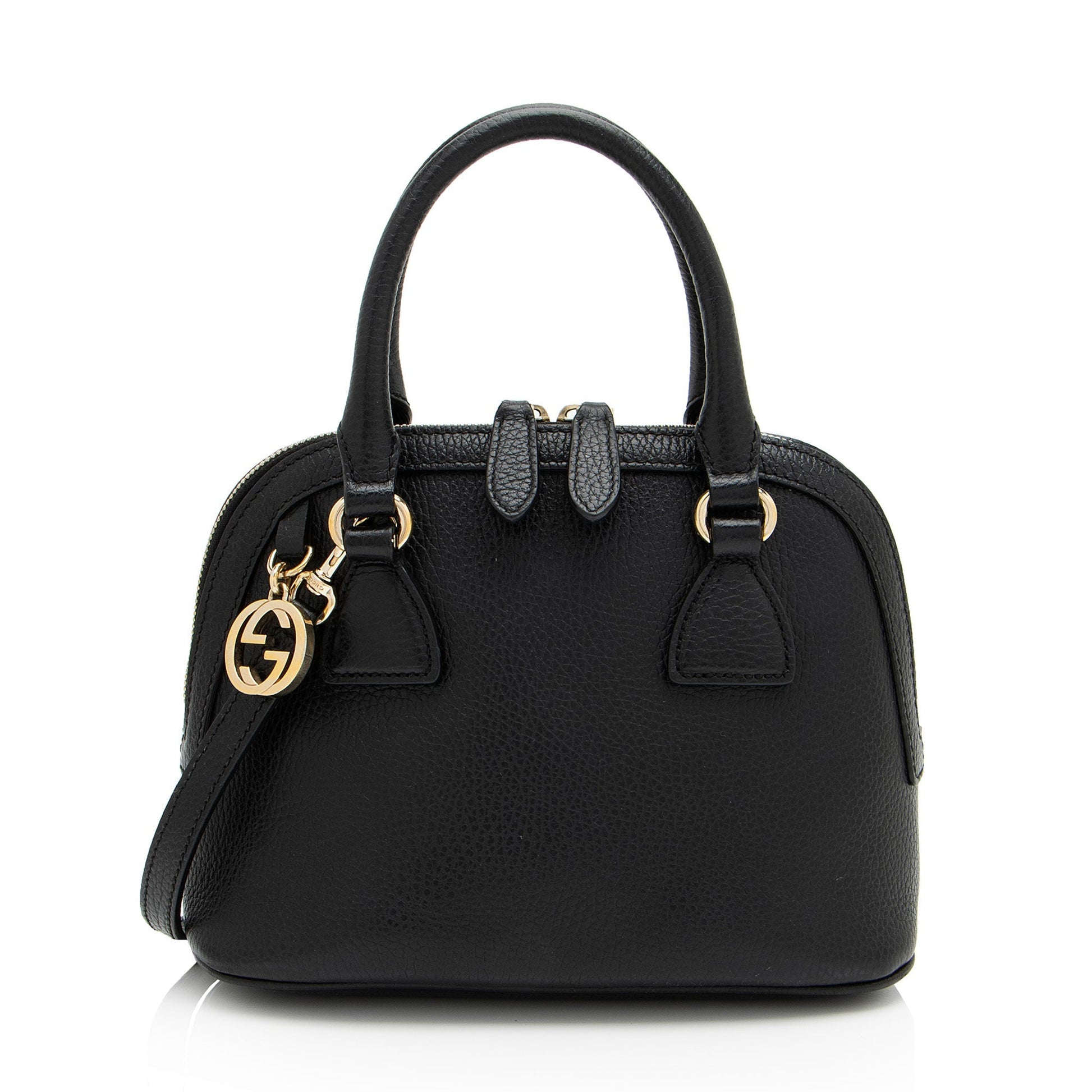Gucci GG Charm Dome SHF-RTrfn9 Leather Black Small Crossbody Bag