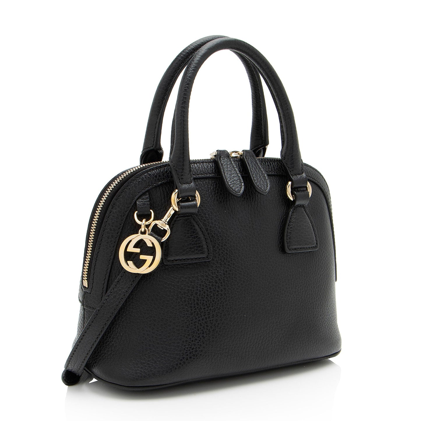 Gucci GG Charm Dome SHF-RTrfn9 Leather Black Small Crossbody Bag