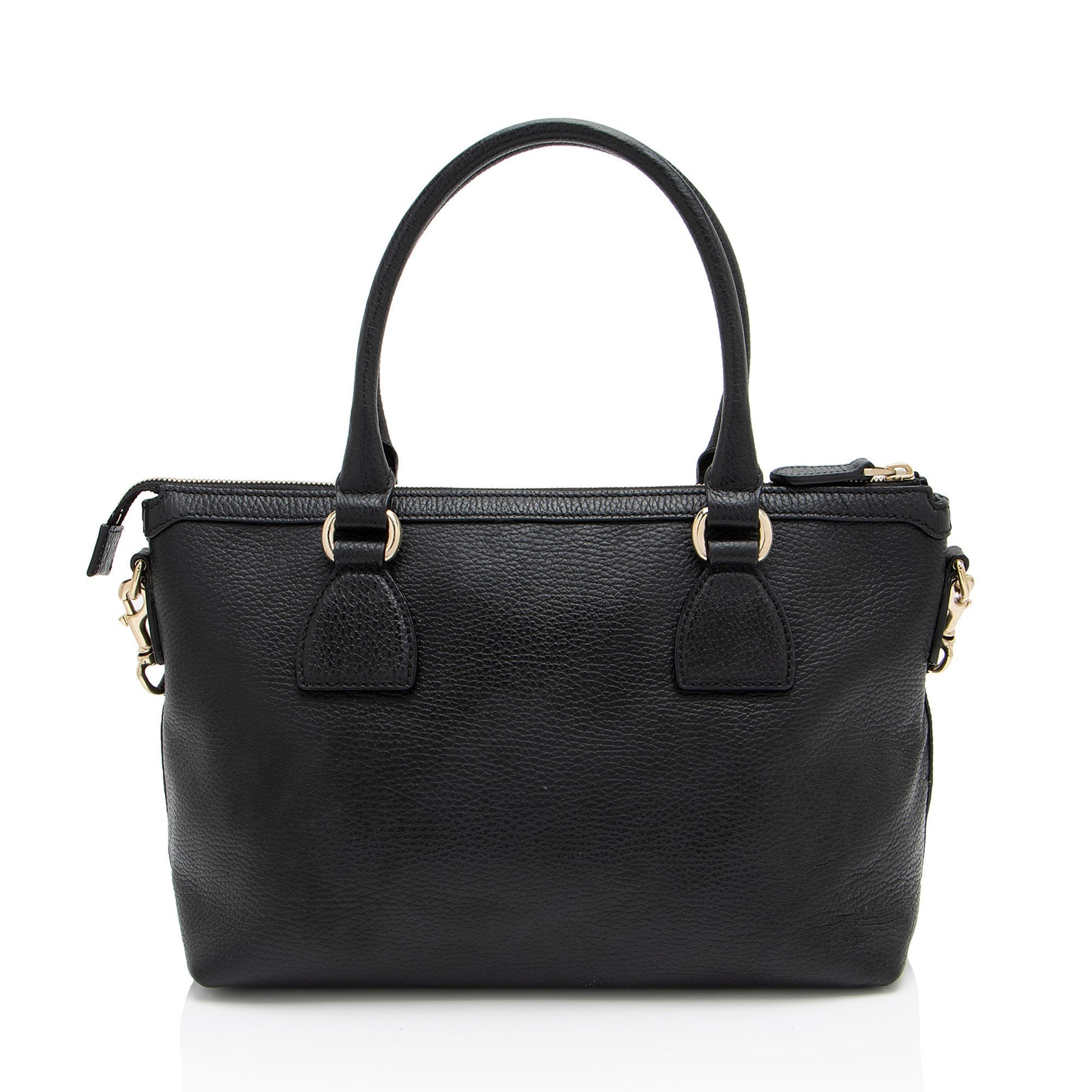 Gucci GG Charm Leather Black Satchel Bag