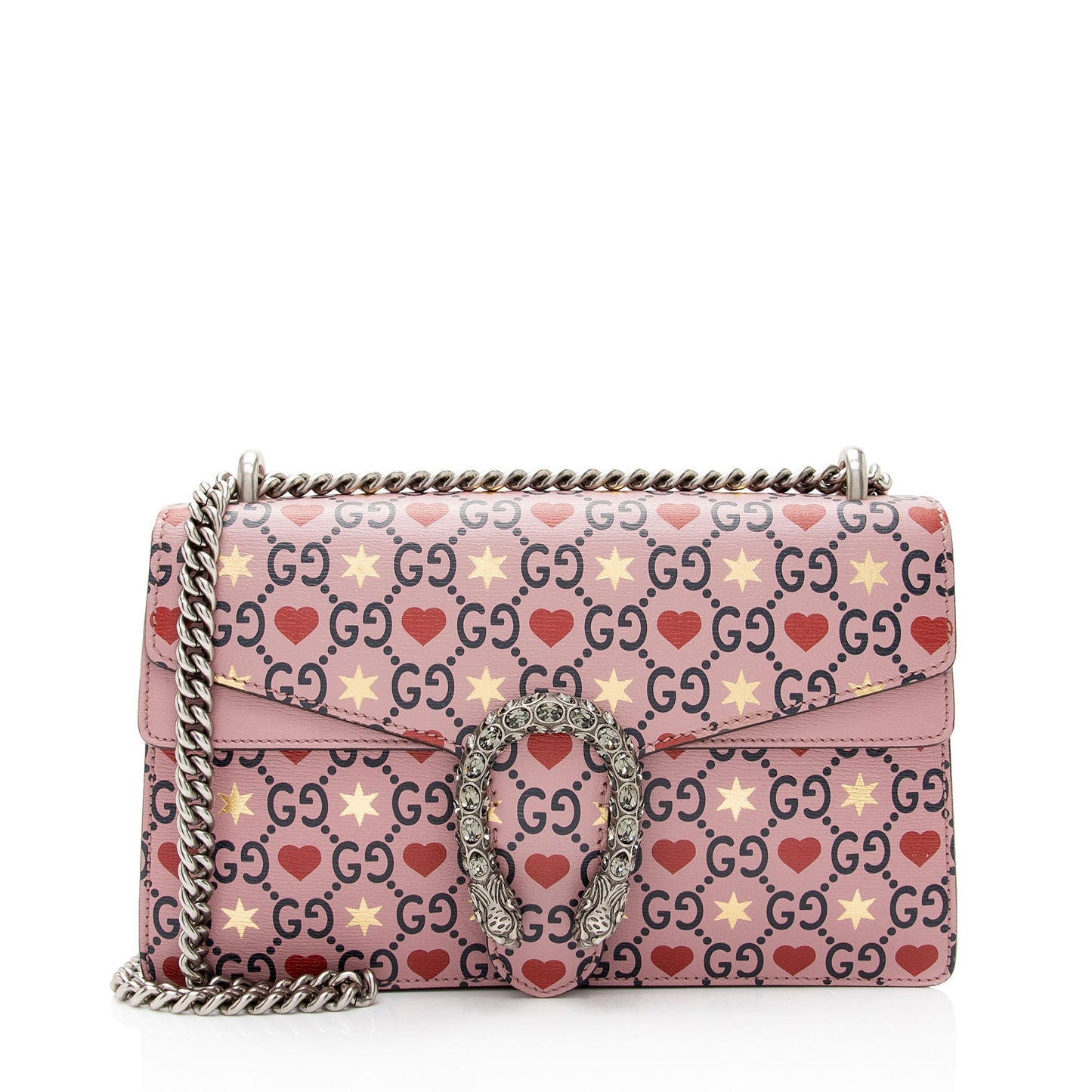 Gucci GG Heart Stars Dionysus SHF-3rkuYb Leather Pink Small Shoulder Bag