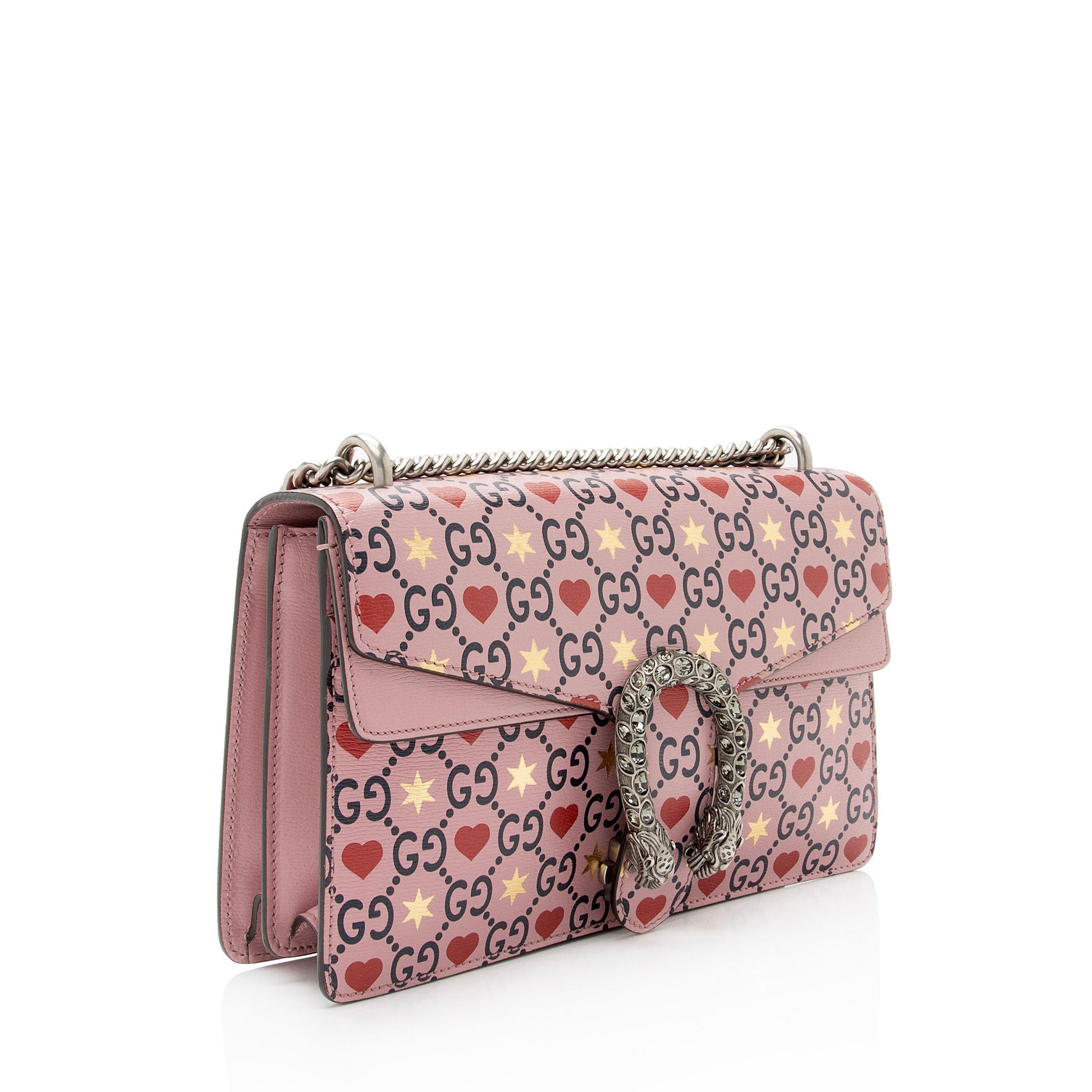 Gucci GG Heart Stars Dionysus SHF-3rkuYb Leather Pink Small Shoulder Bag