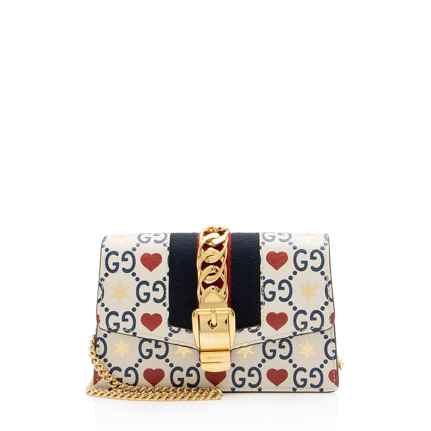 Gucci Heart Stars Sylvie Super Shoulder Bag Leather Mini Crossbody Bag