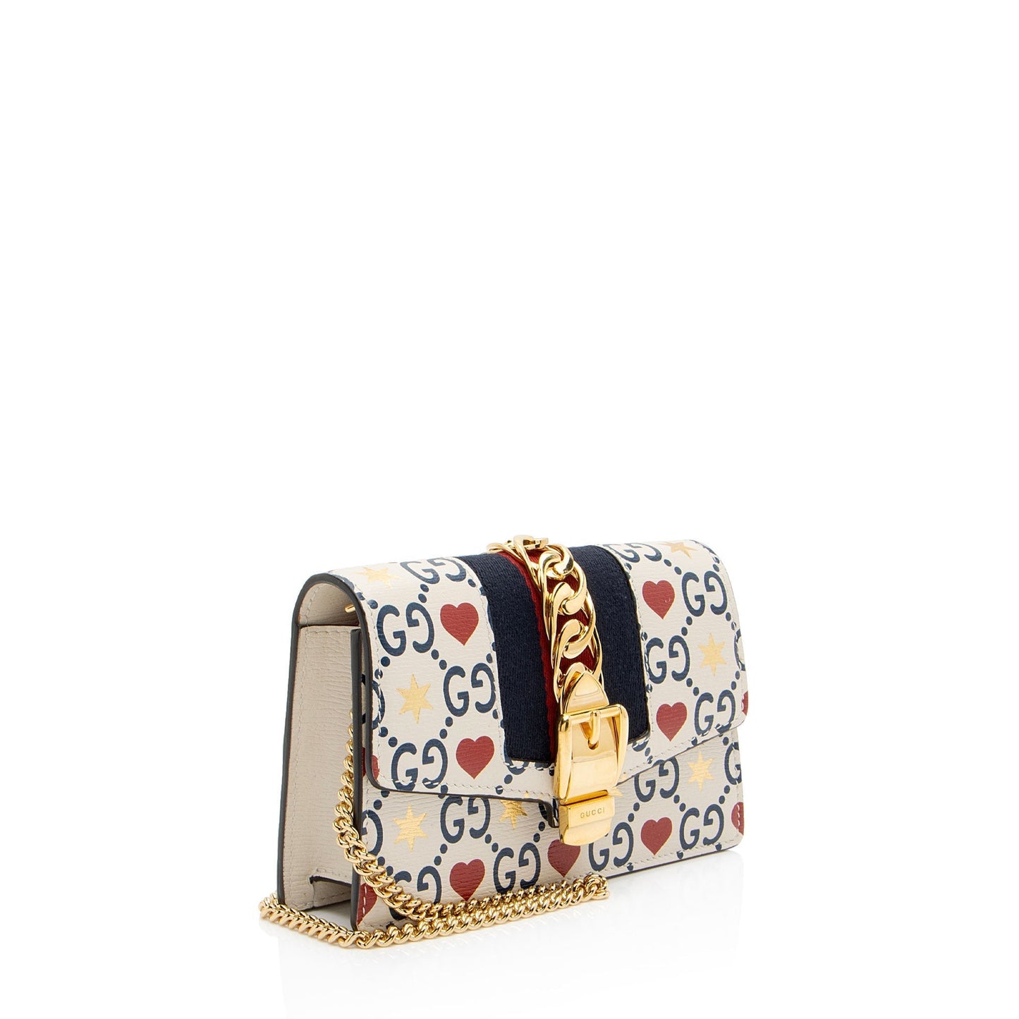 Gucci Heart Stars Sylvie Super Shoulder Bag Leather Mini Crossbody Bag