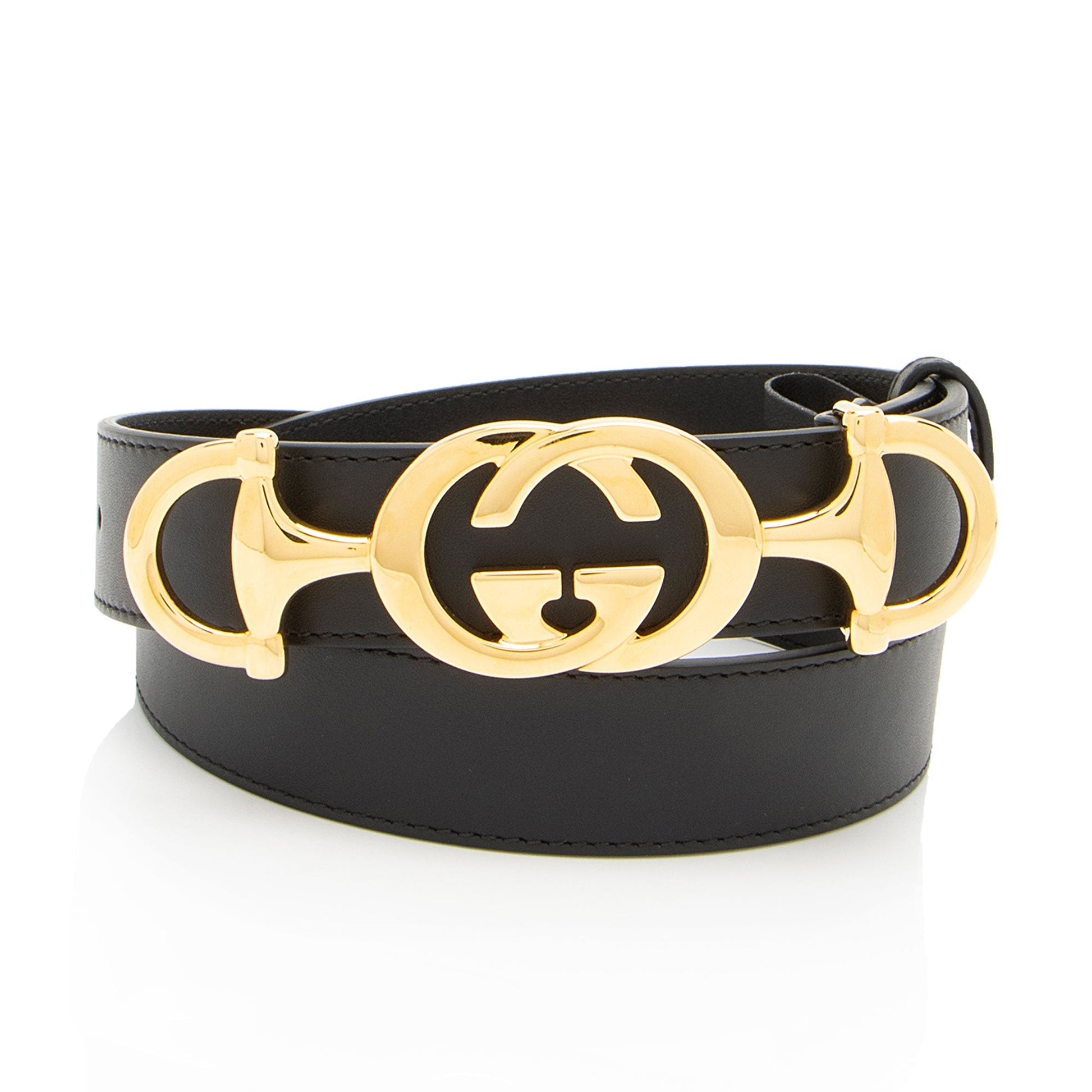 Gucci GG Horsebit Belt - Size Leather Black Accessory