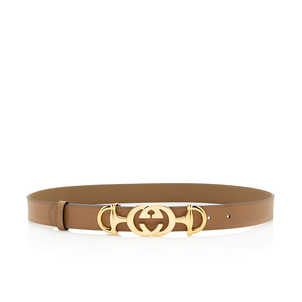Gucci GG Horsebit Belt - Size Leather Brown Gold Accessory