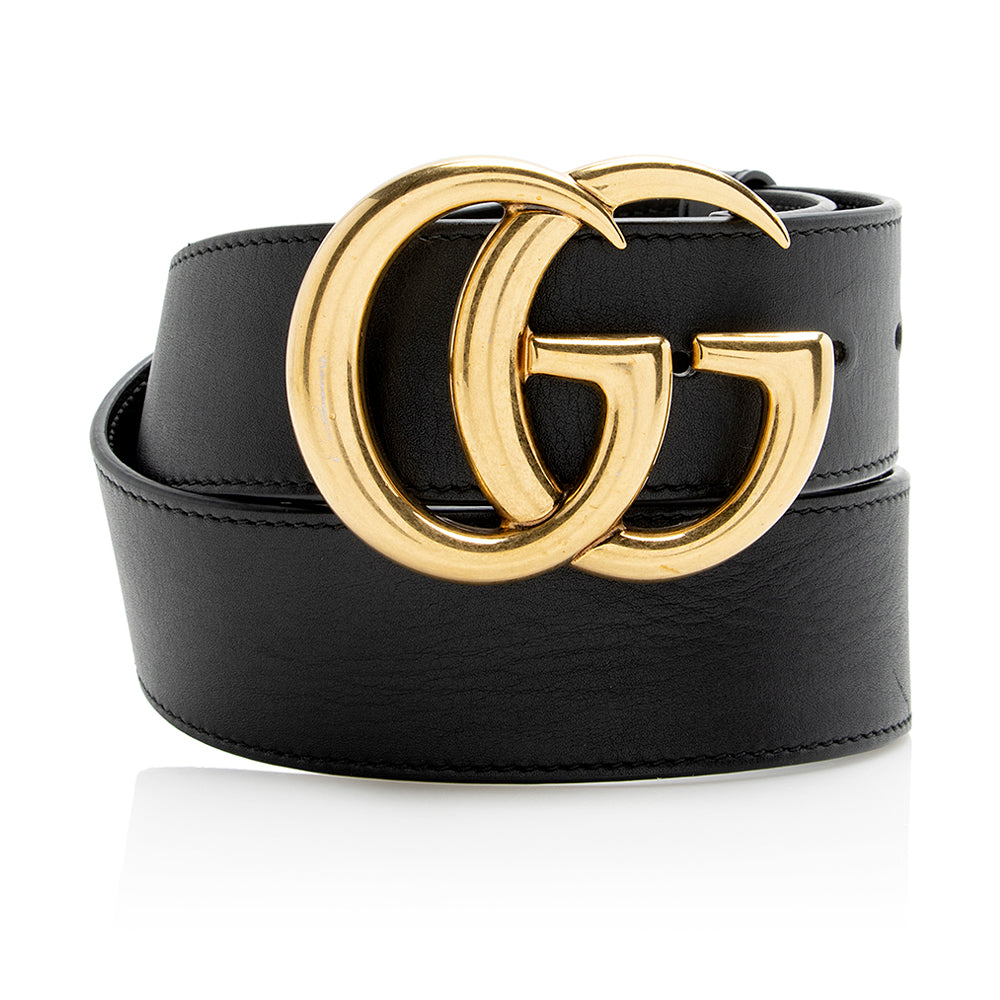 Gucci GG Marmont Belt - Size Leather Black Gold Accessory 75 Shf