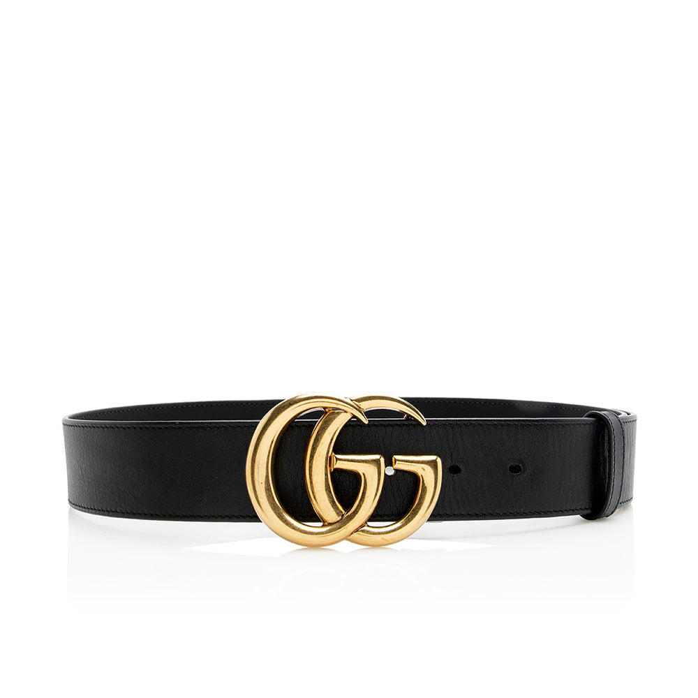 Gucci GG Marmont Belt - Size Leather Black Gold Accessory 75 Shf