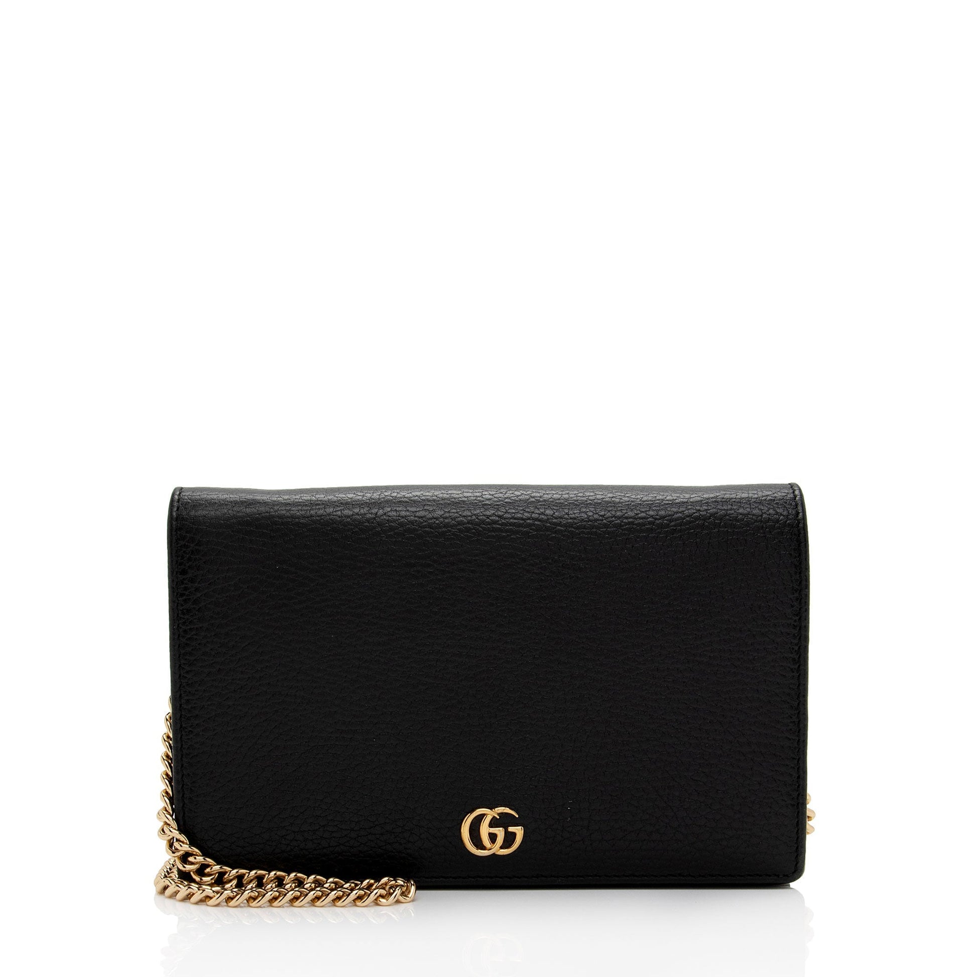 Gucci GG Marmont SHF-x0poGV Leather Black Mini Chain Crossbody Bag