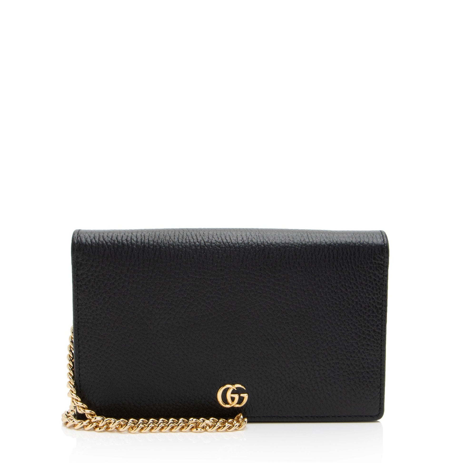 Gucci GG Marmont SHF-srjOwr Leather Black Mini Chain Crossbody Bag