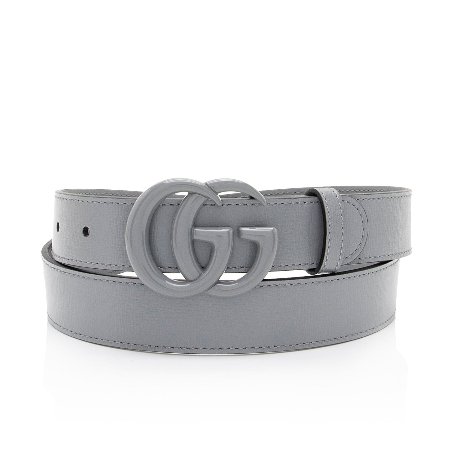 Gucci GG Marmont Monochrome Belt - Leather Grey Accessory