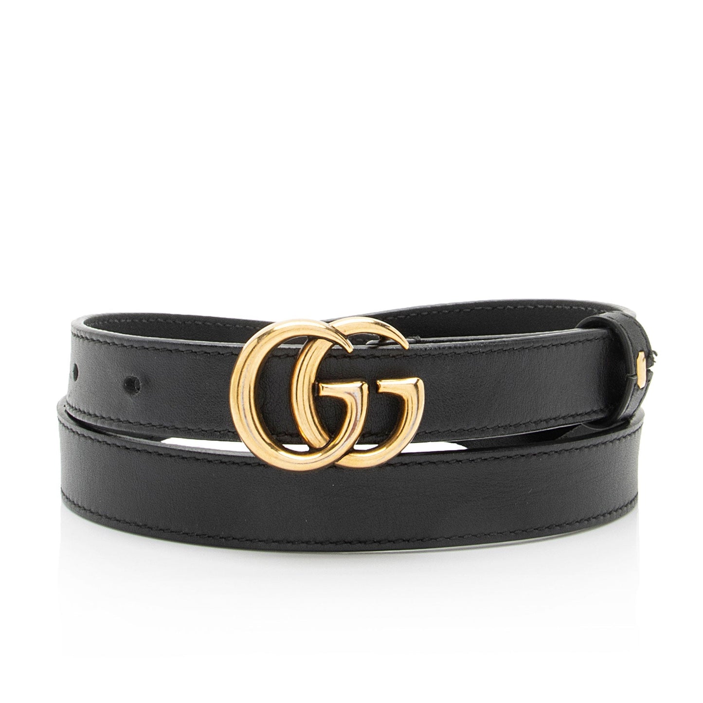 Gucci GG Marmont Slim Belt - Leather Black Accessory Shf Z5Waia