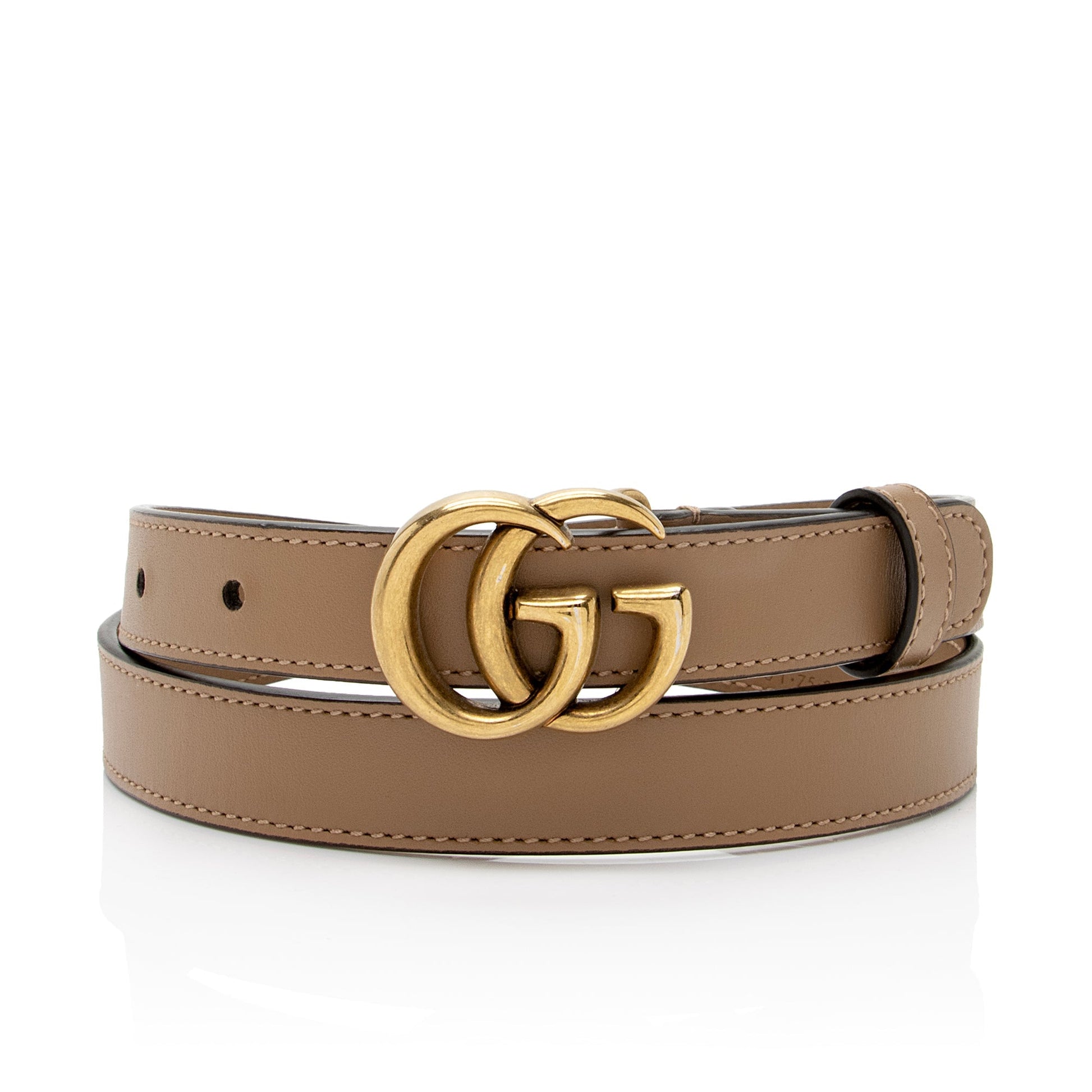Gucci GG Marmont Slim Belt - Leather Beige Accessory Shf Plwvbe