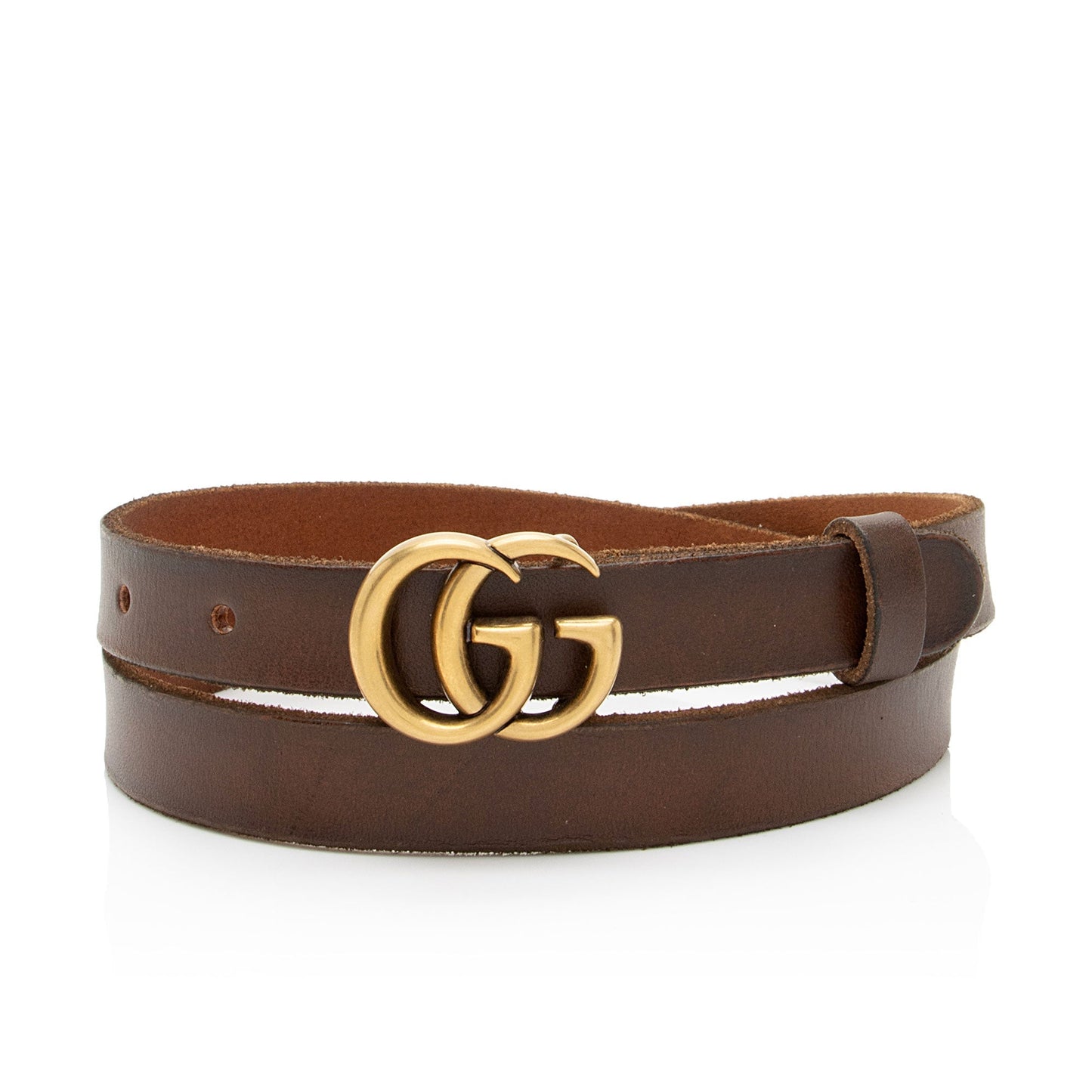 Gucci GG Marmont Slim Belt - Leather Brown Accessory