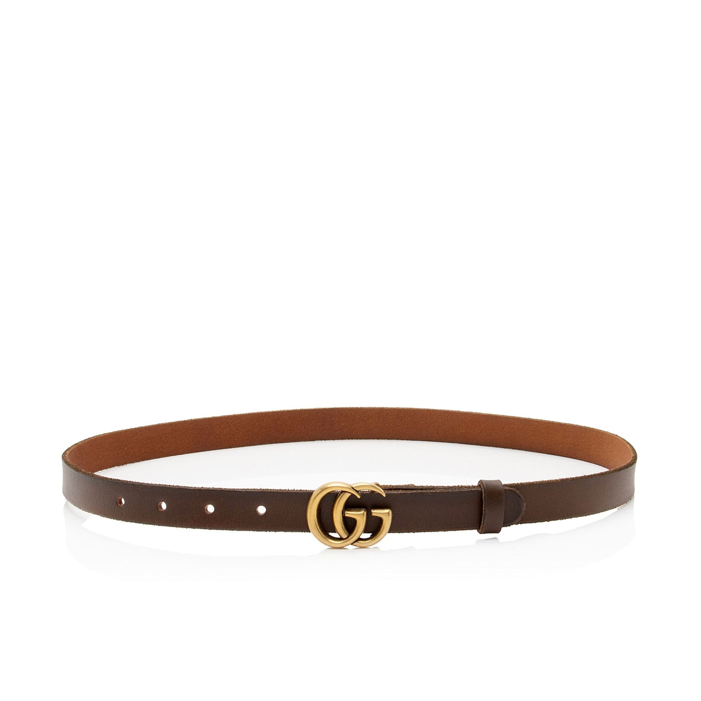 Gucci GG Marmont Slim Belt - Leather Brown Accessory