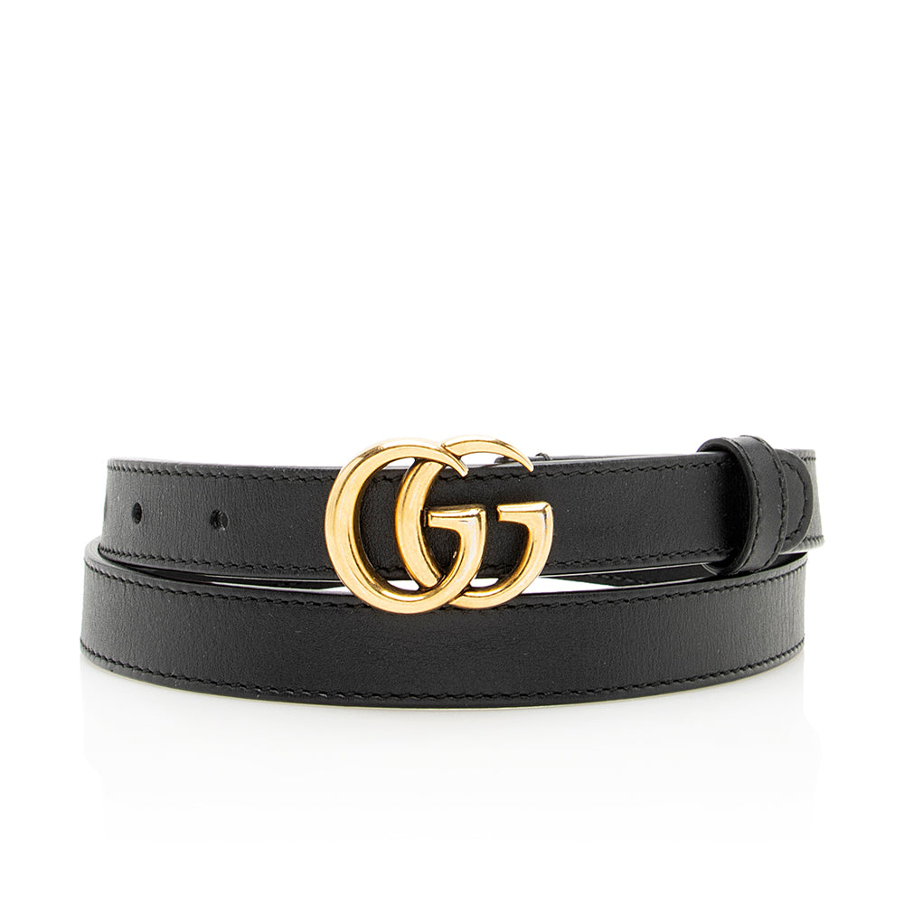 Gucci GG Marmont Slim Belt - Leather Black Accessory 85 Shf