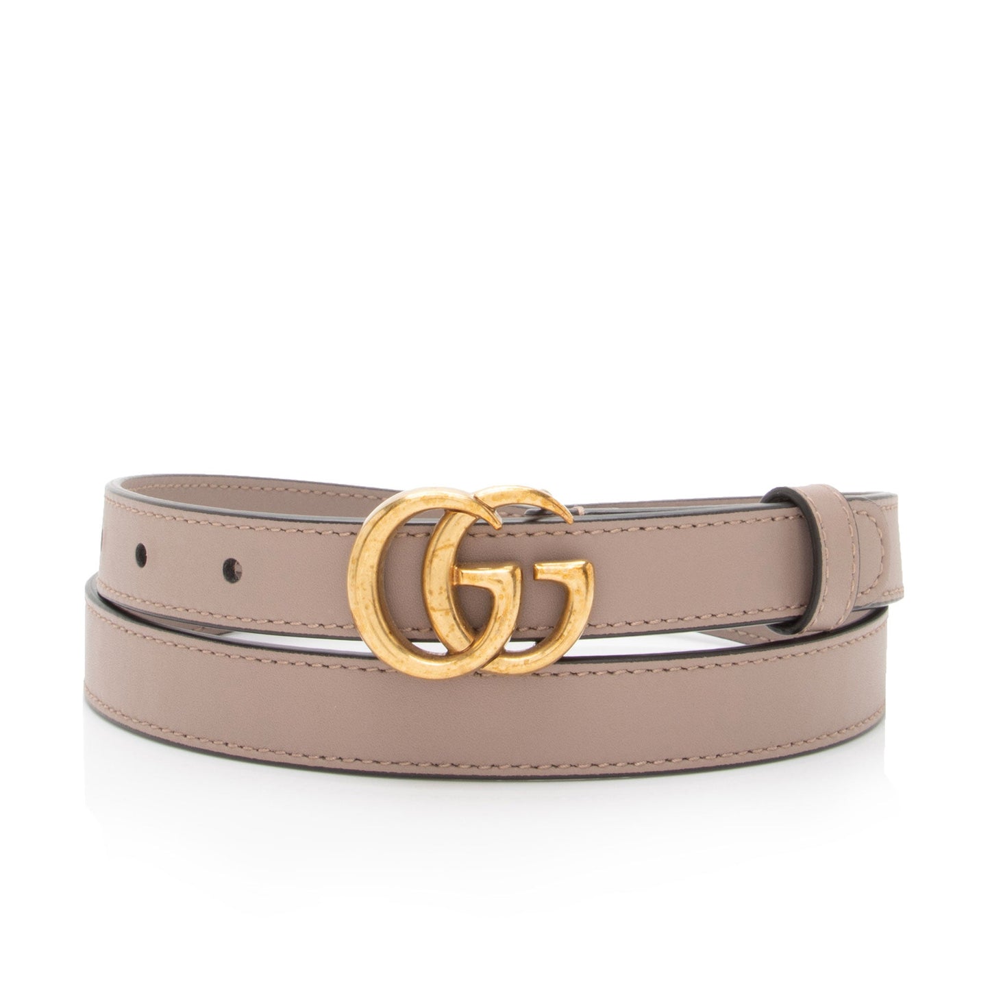 Gucci GG Marmont Slim Belt - Leather Beige Accessory