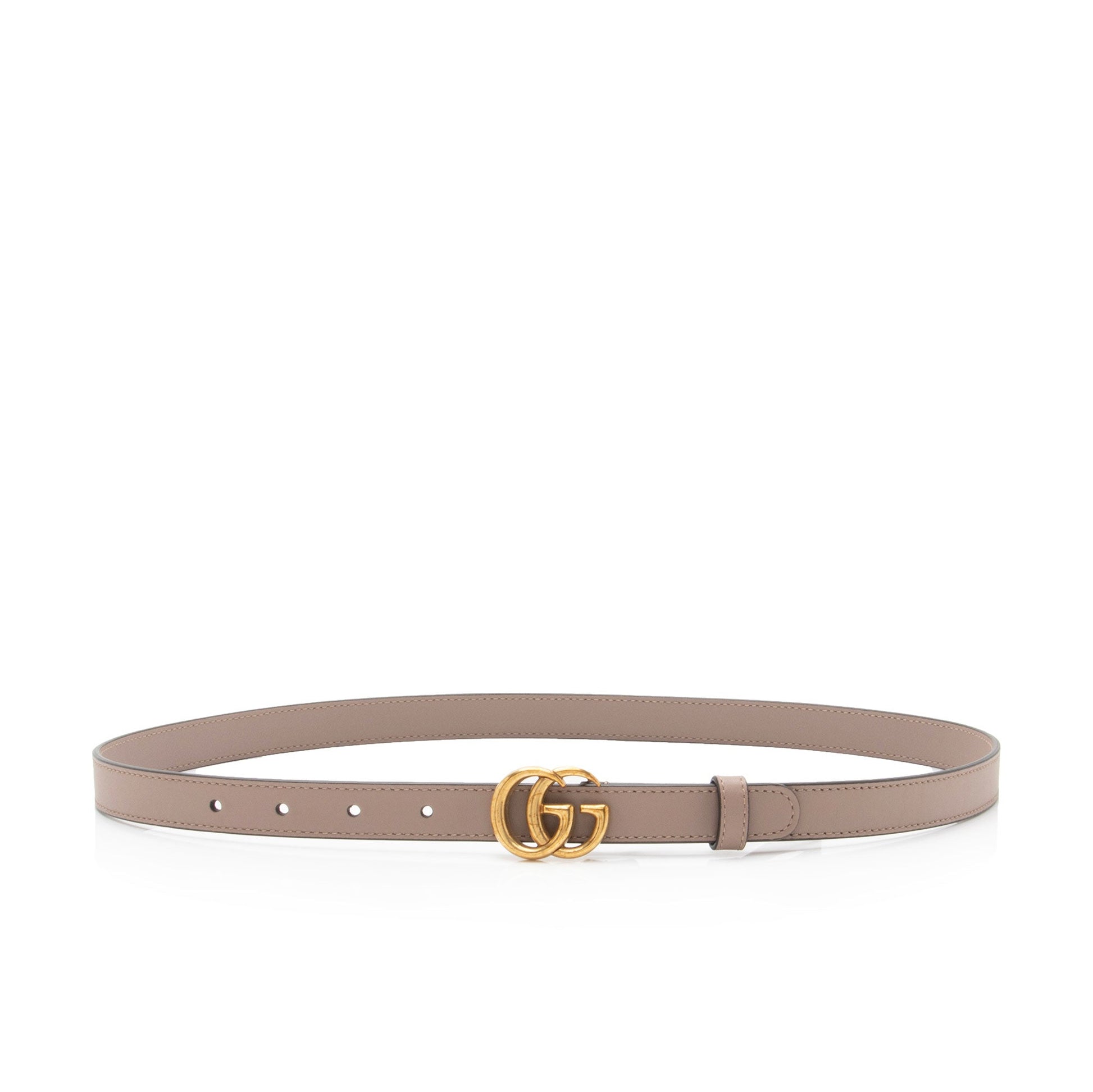 Gucci GG Marmont Slim Belt - Leather Beige Accessory
