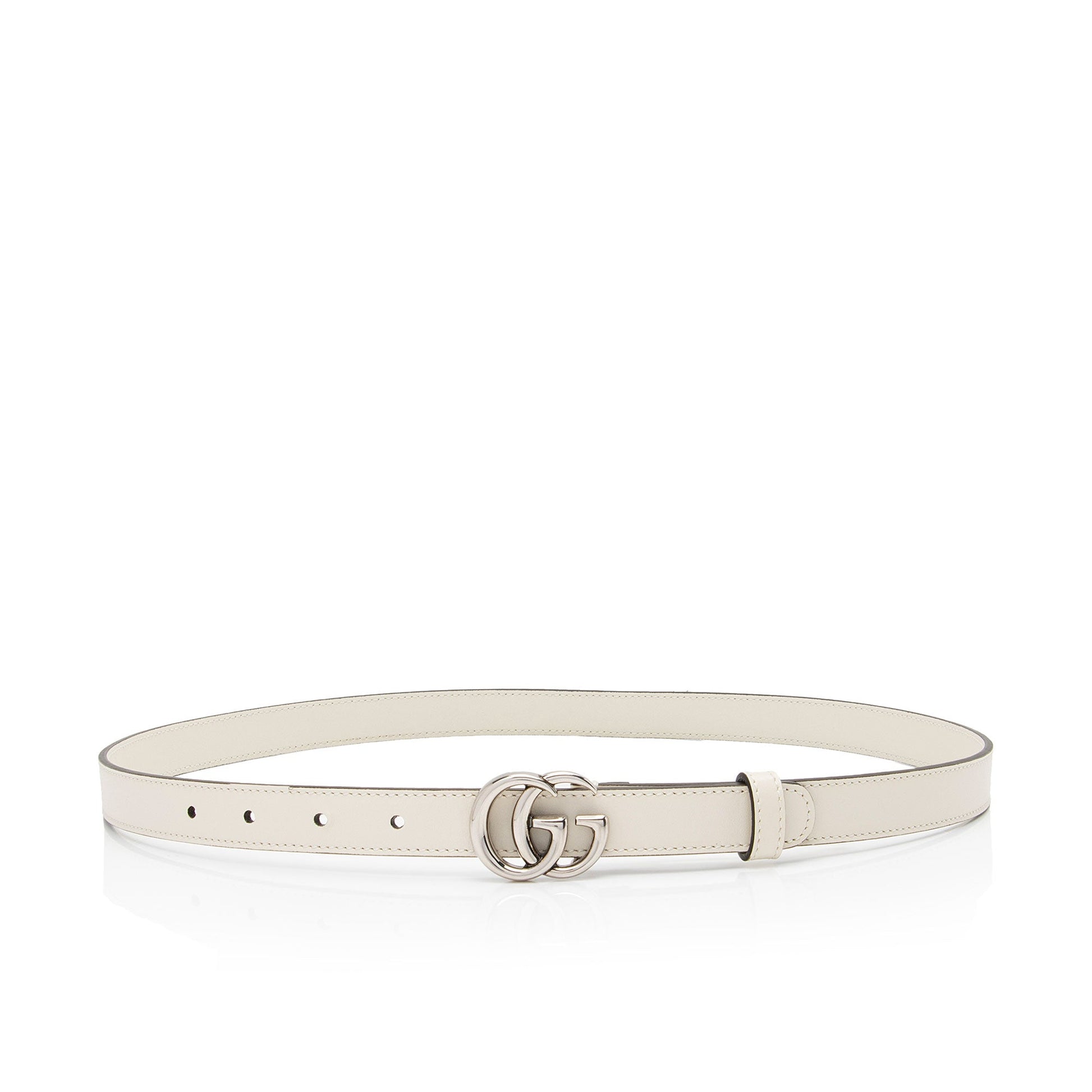 Gucci GG Marmont Slim Belt - Leather White Accessory Shf 6Ft4Ro