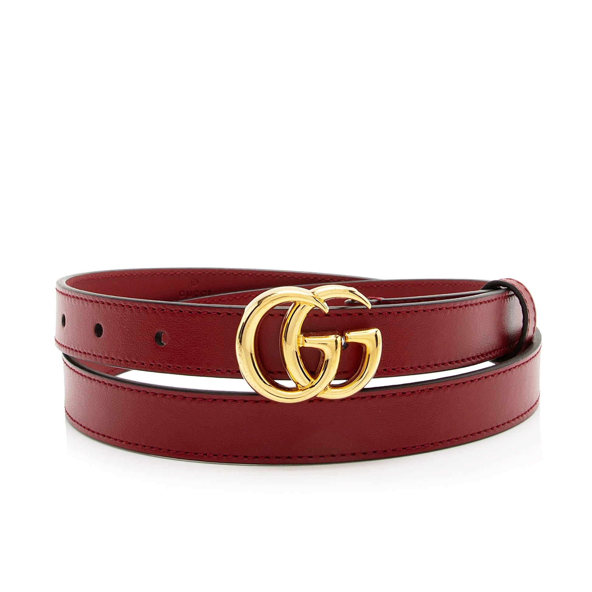 Gucci GG Marmont Slim Belt - Leather Red Accessory