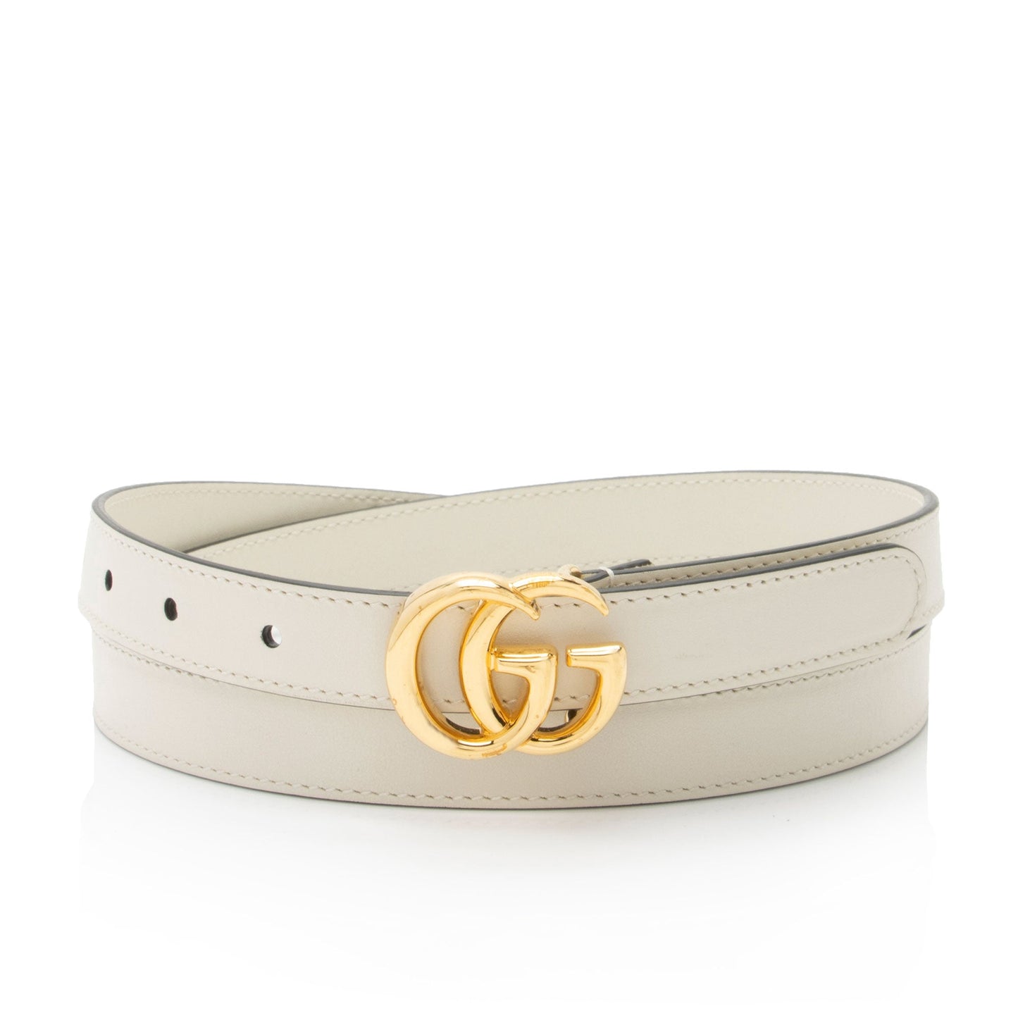 Gucci GG Marmont Slim Belt - Leather White Accessory