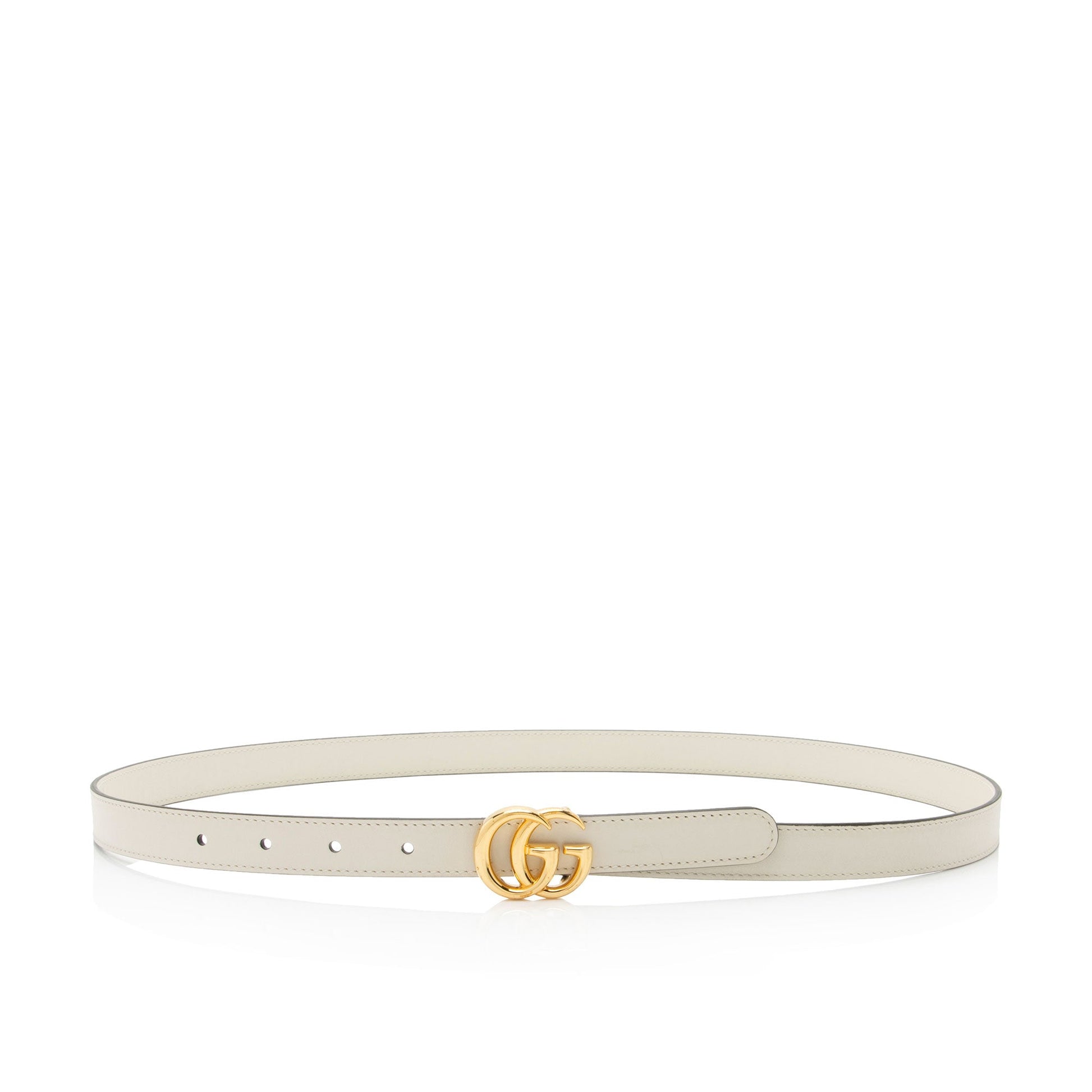 Gucci GG Marmont Slim Belt - Leather White Accessory