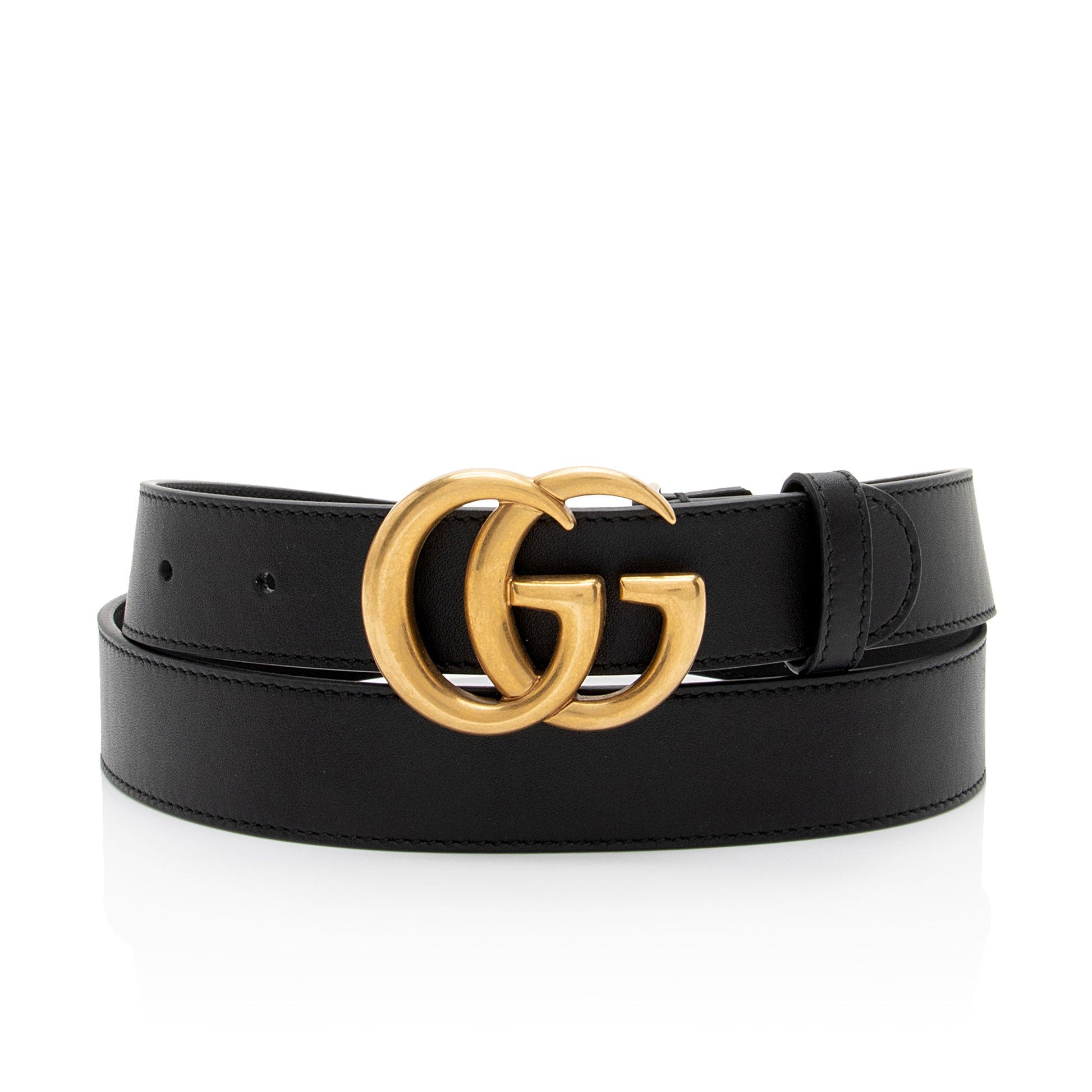 Gucci GG Marmont Slim Belt - Leather Black Accessory Shf 9Povbg