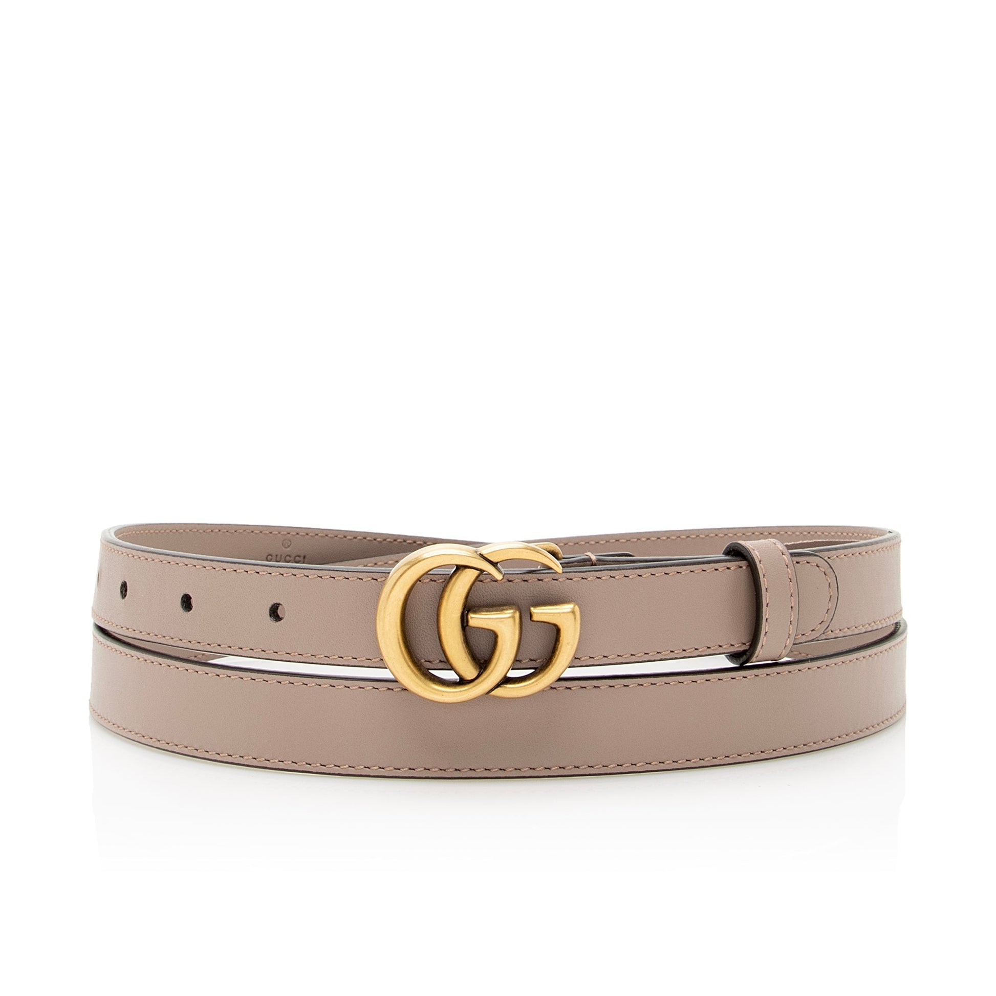 Gucci GG Marmont Slim Belt - Leather Beige Pink Accessory