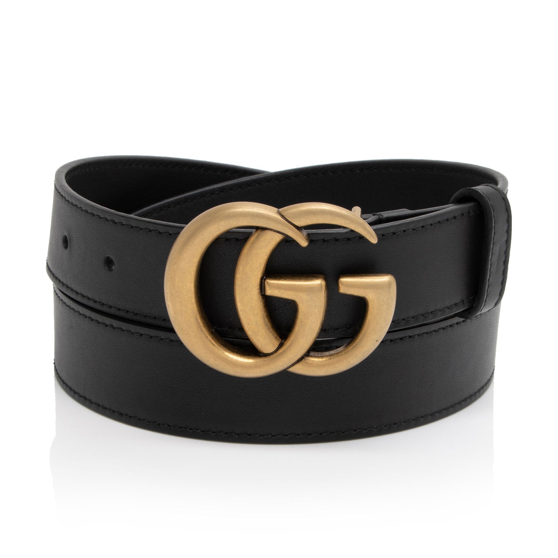 Gucci GG Marmont Slim Belt - Leather Black Accessory Shf P3Cxet
