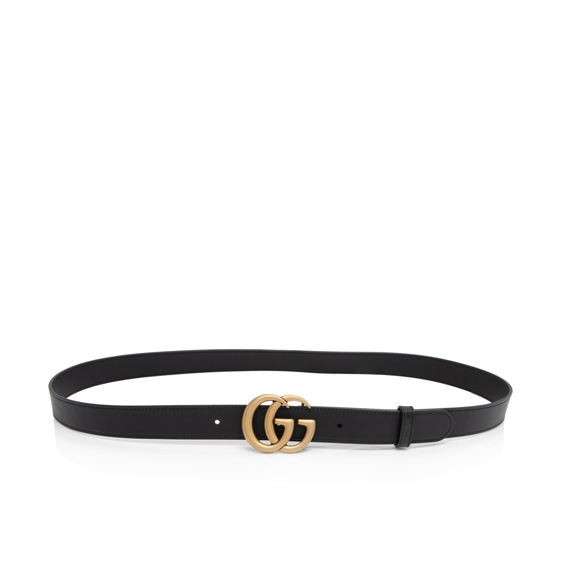 Gucci GG Marmont Slim Belt - Leather Black Accessory Shf P3Cxet