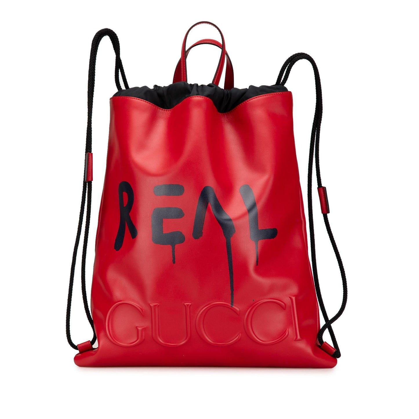 Gucci Ghost Drawstring Backpack Leather Calf Red Jewelry