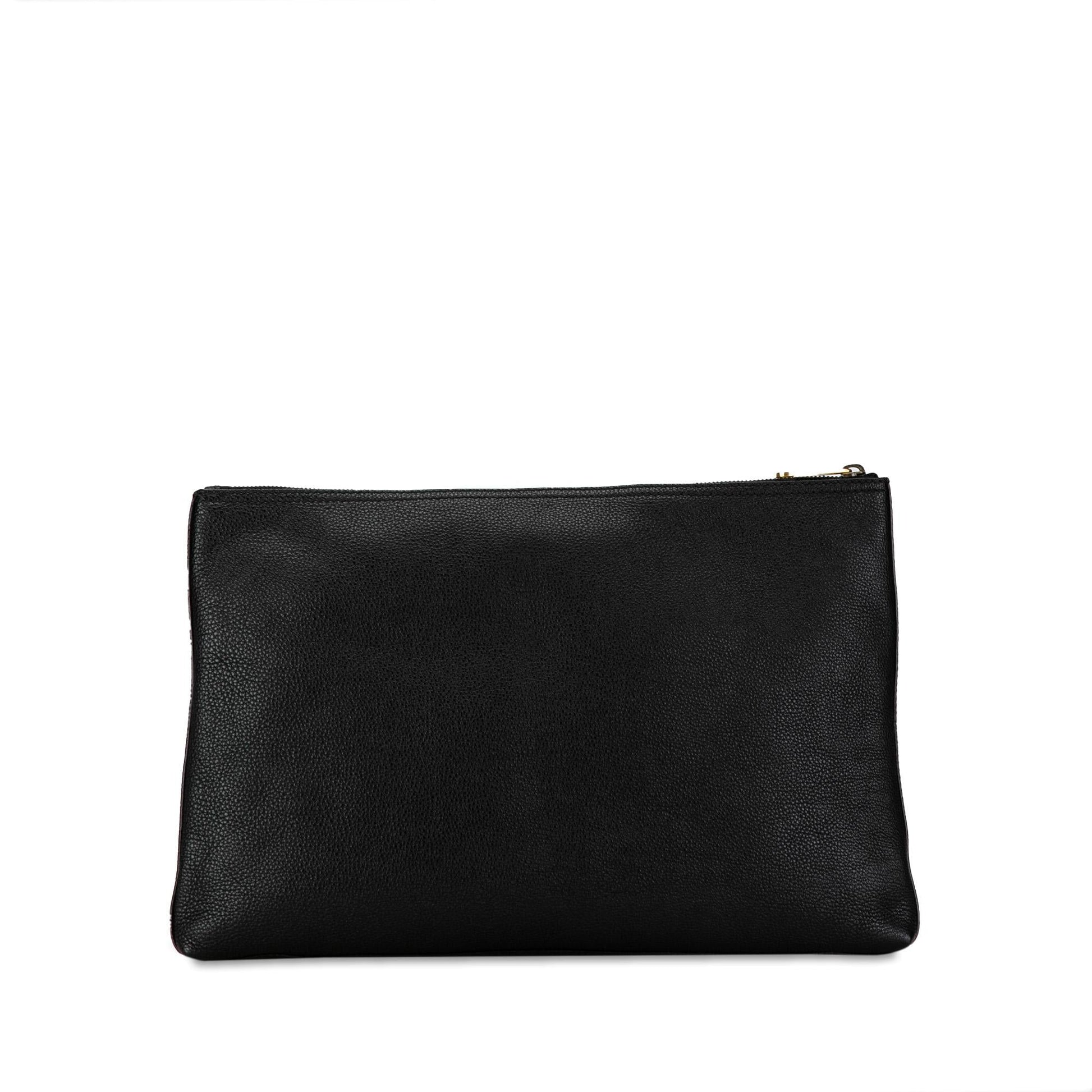 Gucci SHG-0B9RCU Leather Calf Black Logo Clutch Bag
