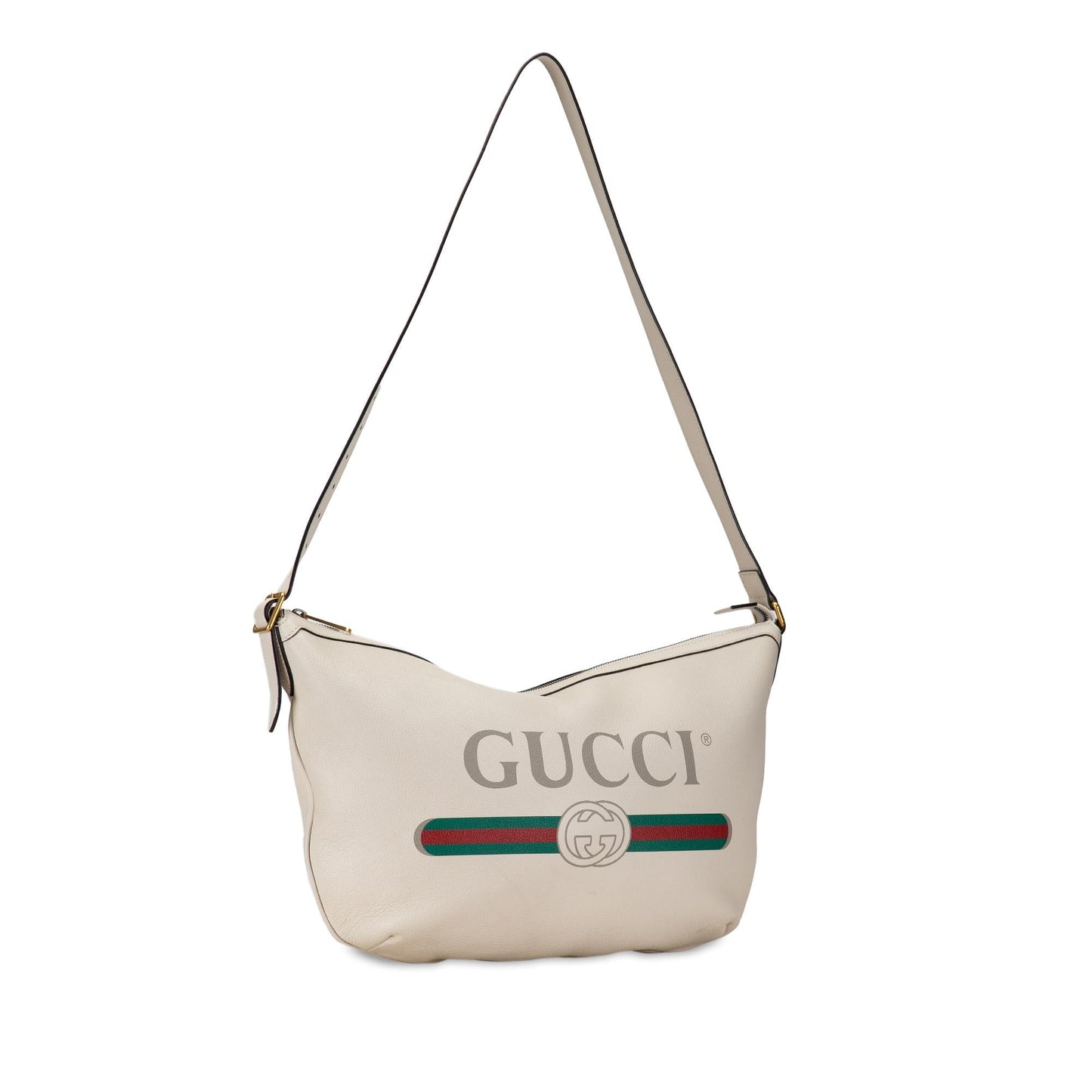 Gucci Half Moon SHG-9LT2Mn Leather Calf White Logo Shoulder Bag