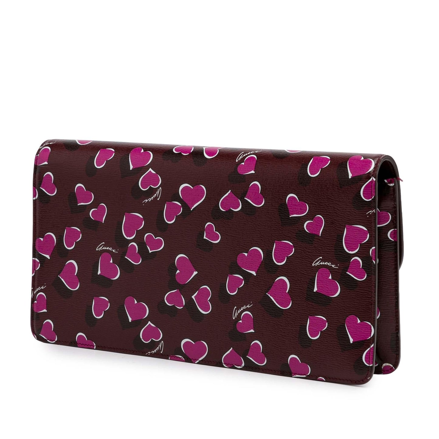 Gucci Heartbeat Leather Calf Red Clutch Bag