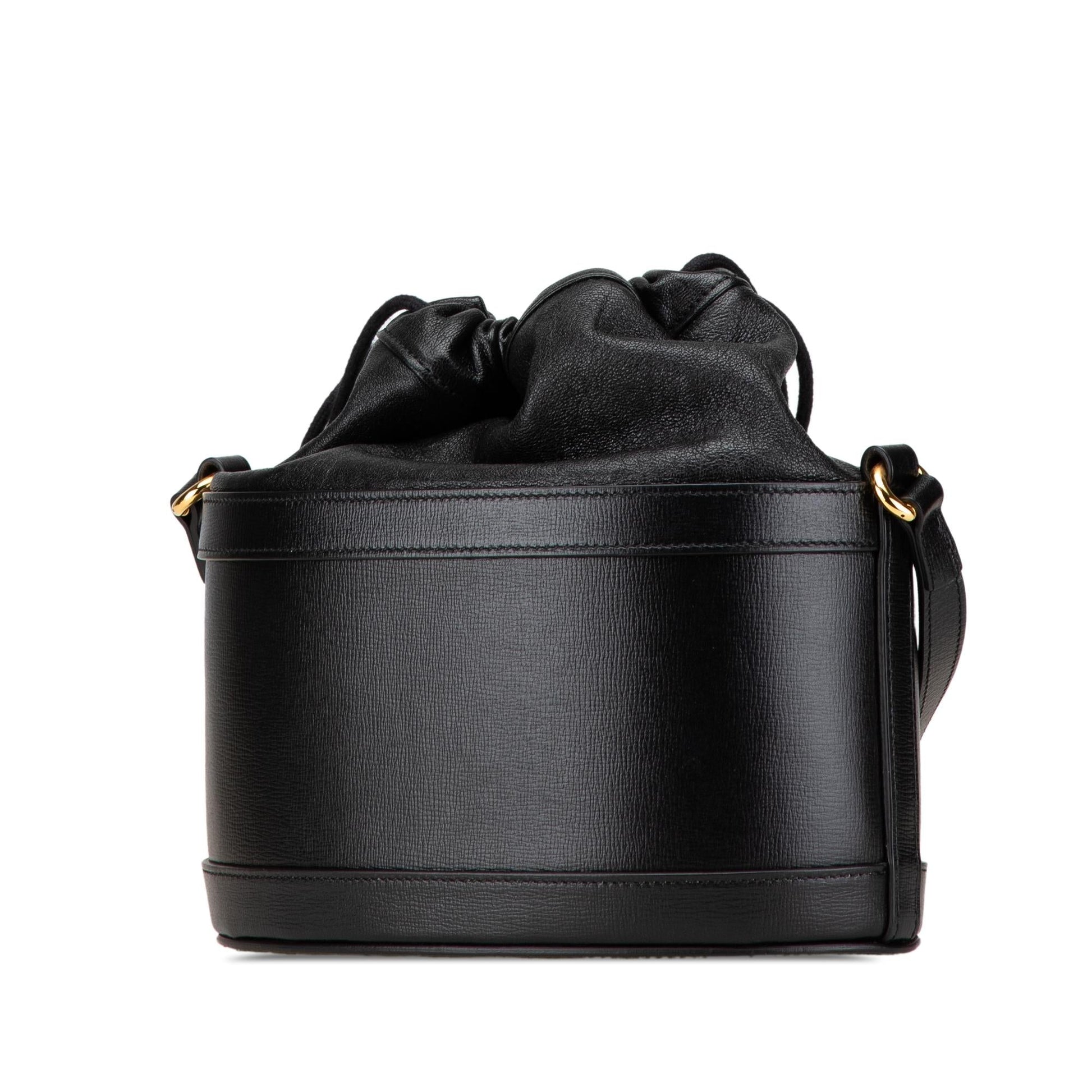 Gucci Horsebit Leather Calf Black Bucket Shoulder Bag
