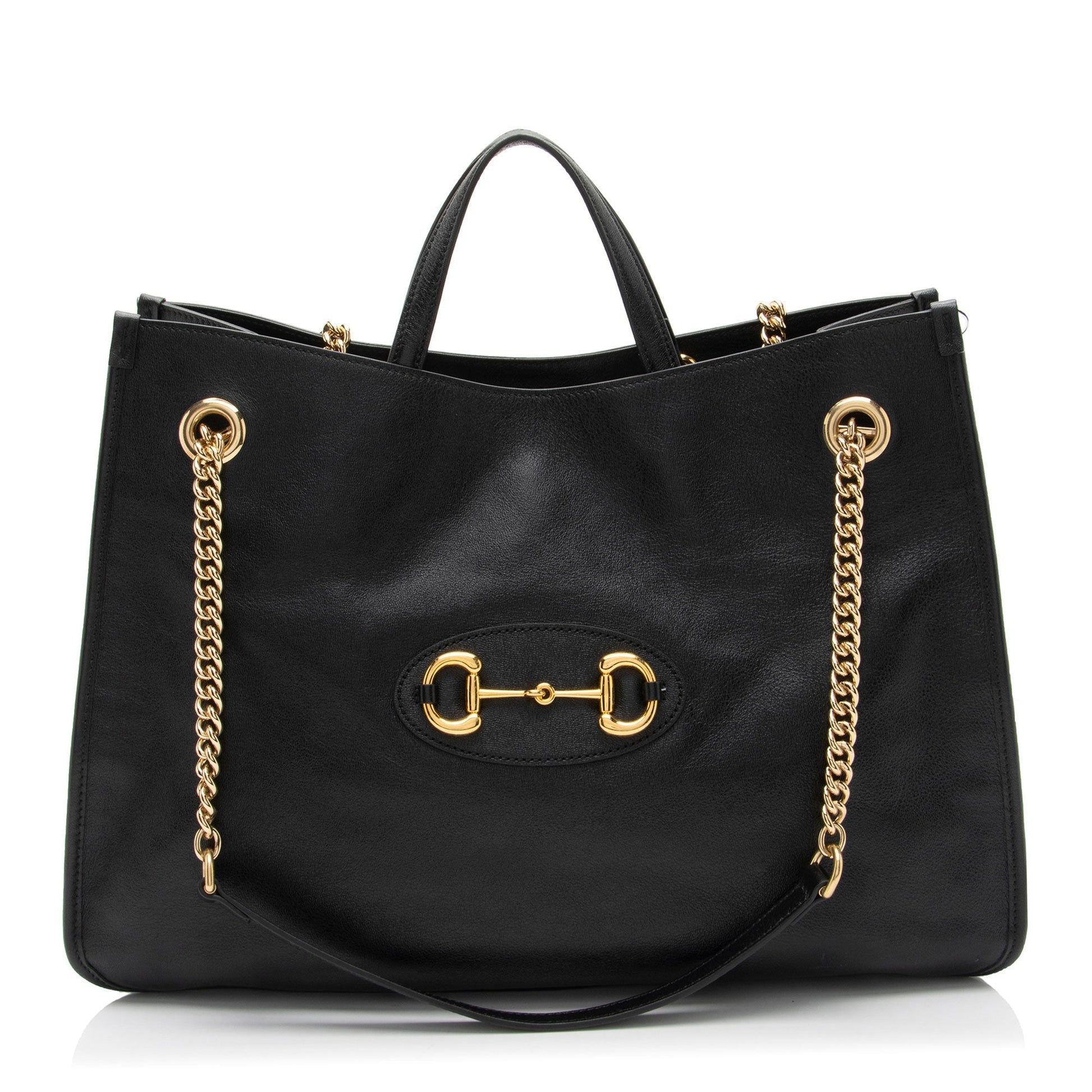 Gucci Horsebit Leather Black Large Chain Shoulder Bag