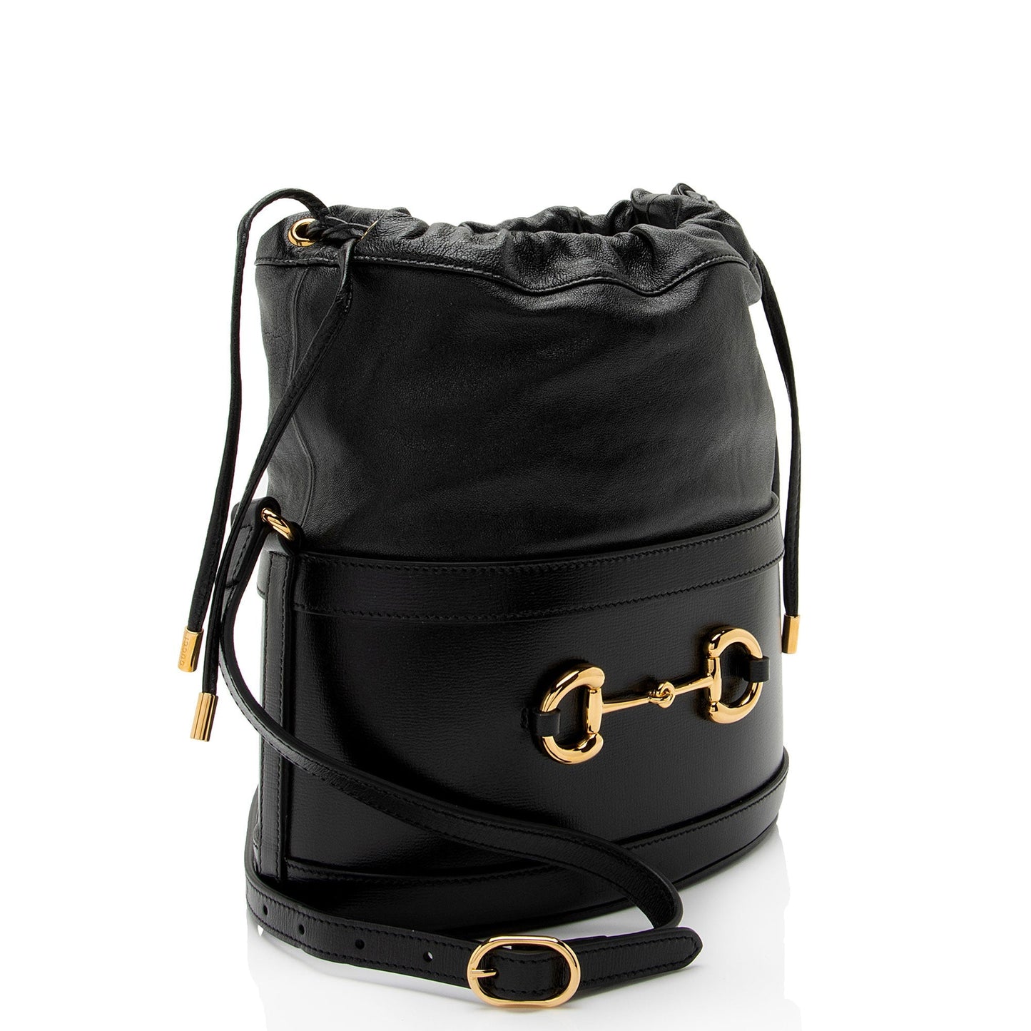 Gucci Horsebit Drawstring SHF-gQJSRI Leather Black Bucket Jewelry