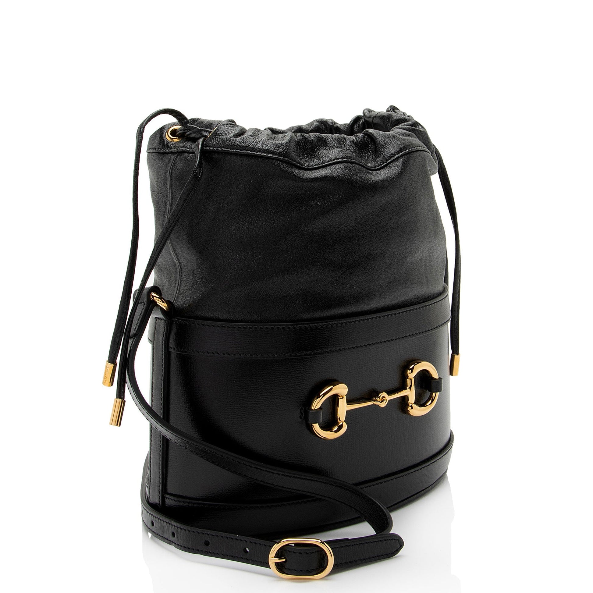 Gucci Horsebit Drawstring SHF-gQJSRI Leather Black Bucket Jewelry