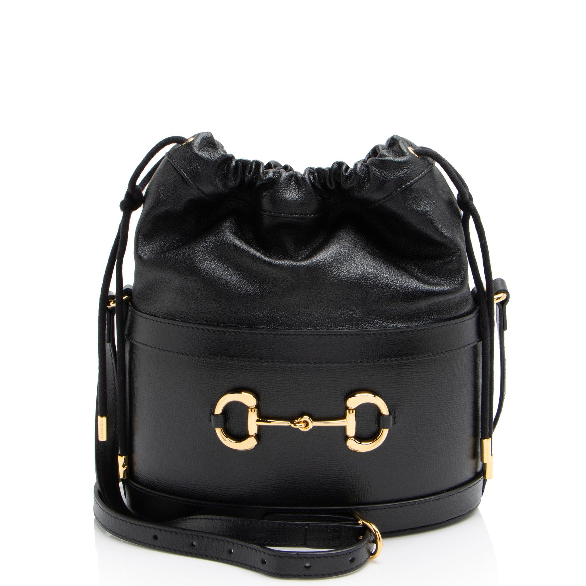 Gucci Horsebit Drawstring SHF-LUUWQJ Leather Nylon Black Bucket Jewelry