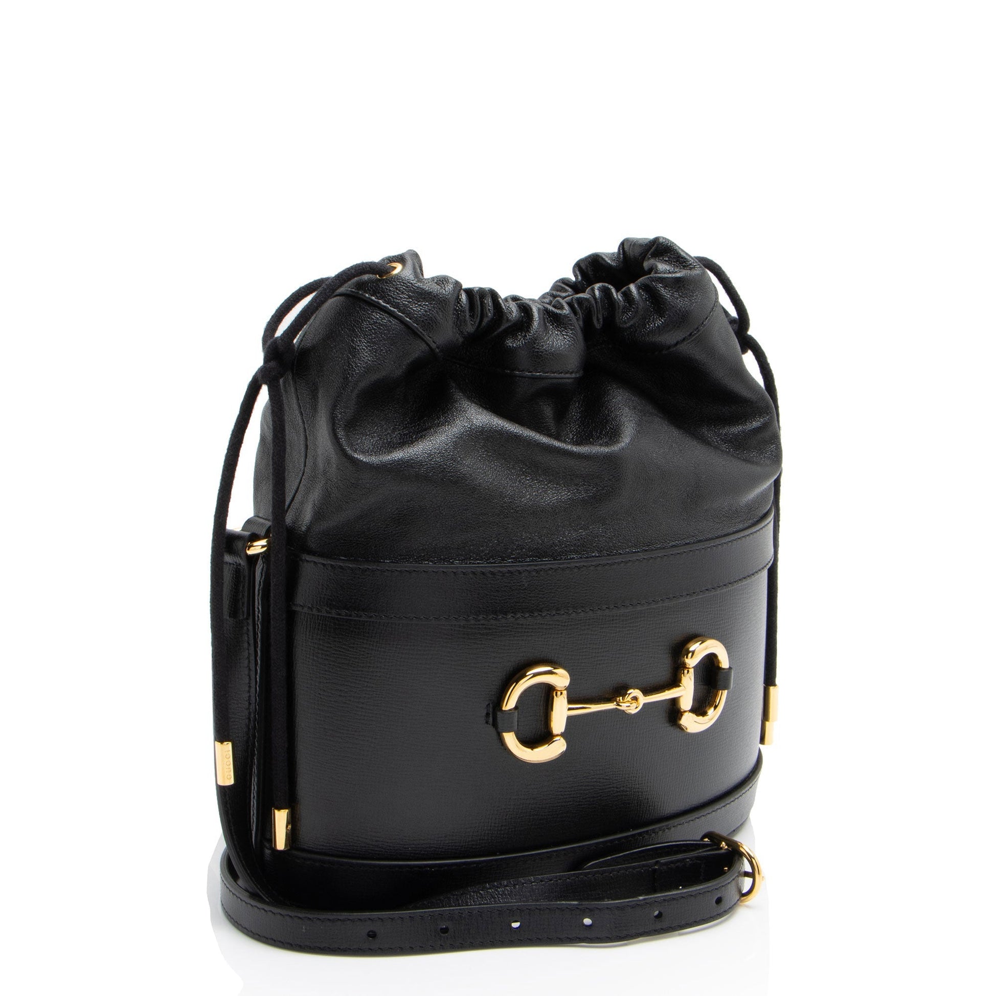 Gucci Horsebit Drawstring SHF-LUUWQJ Leather Nylon Black Bucket Jewelry