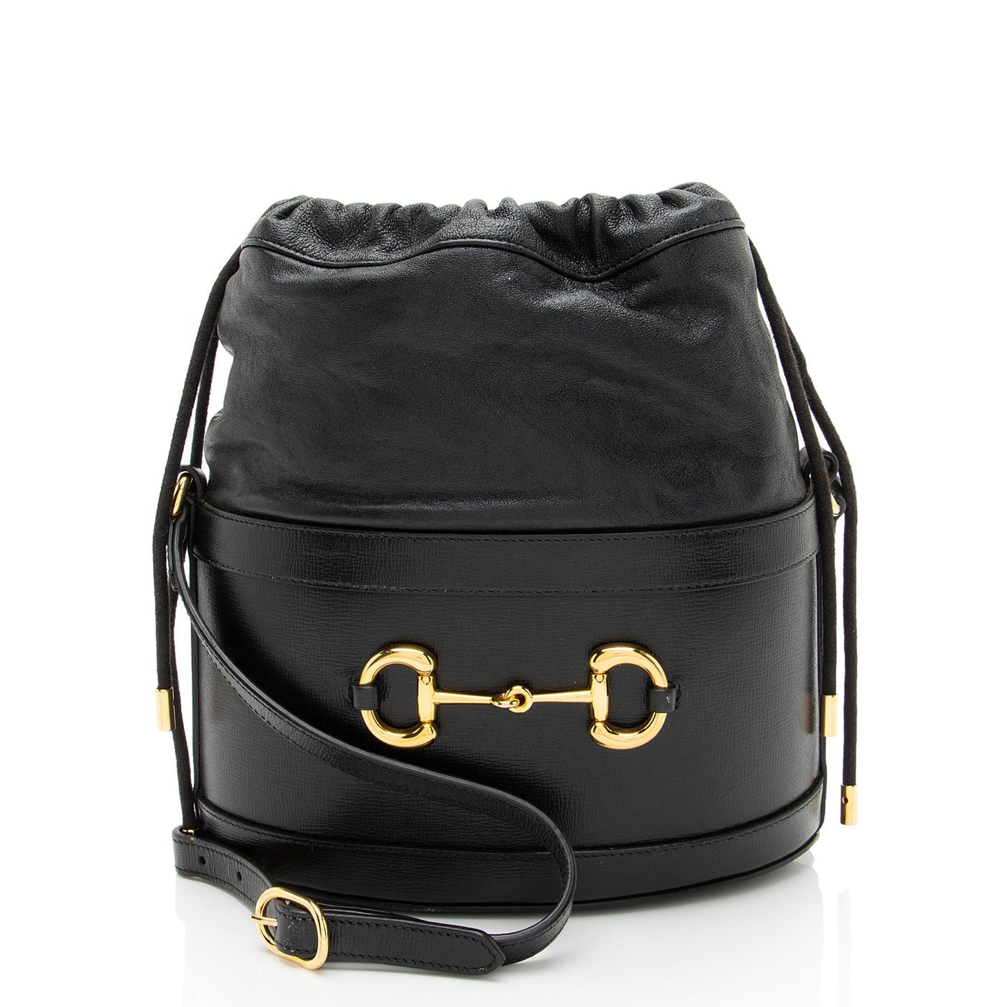 Gucci Horsebit Drawstring Leather Bucket Jewelry