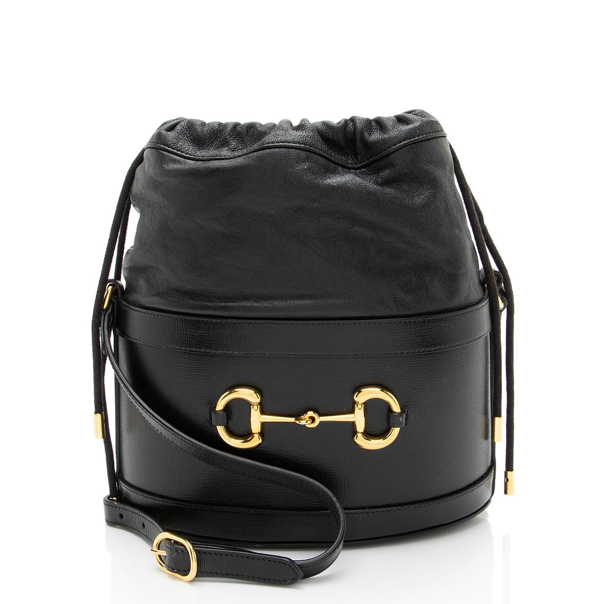 Gucci Horsebit Drawstring Leather Bucket Jewelry