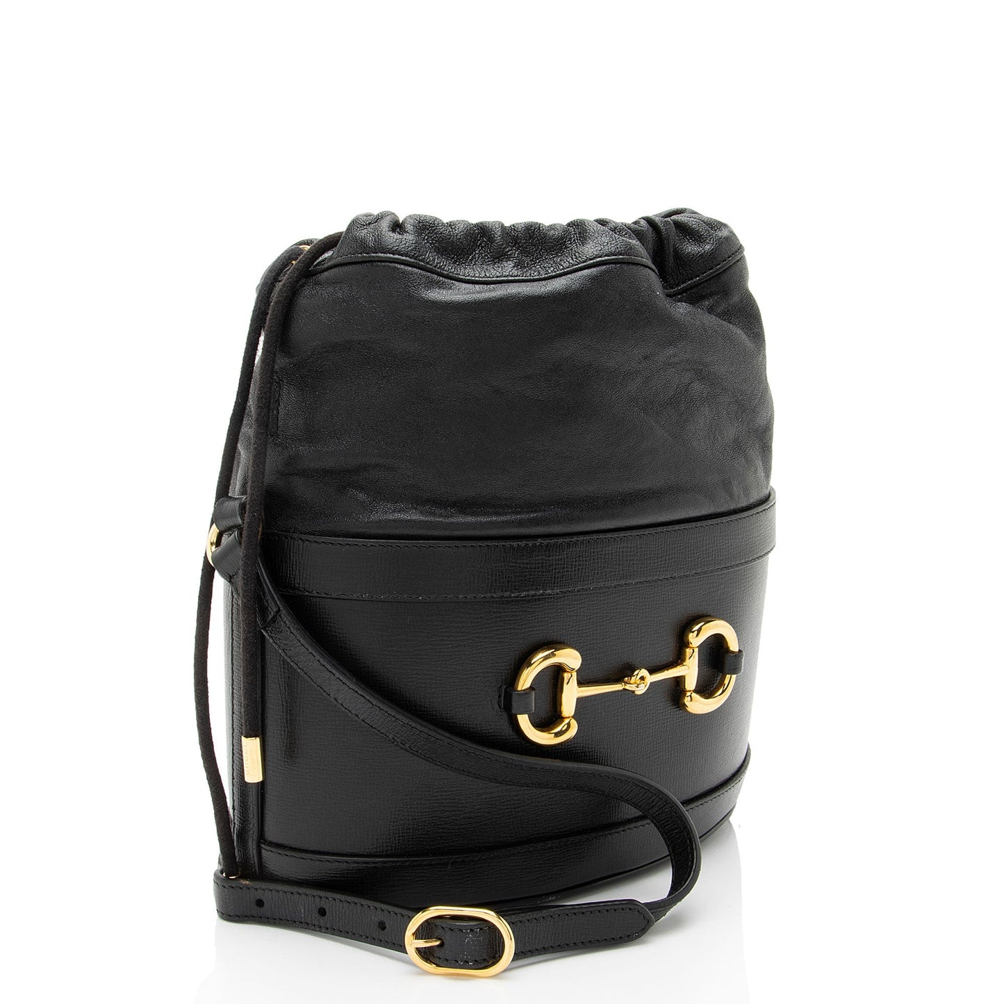 Gucci Horsebit Drawstring Leather Bucket Jewelry