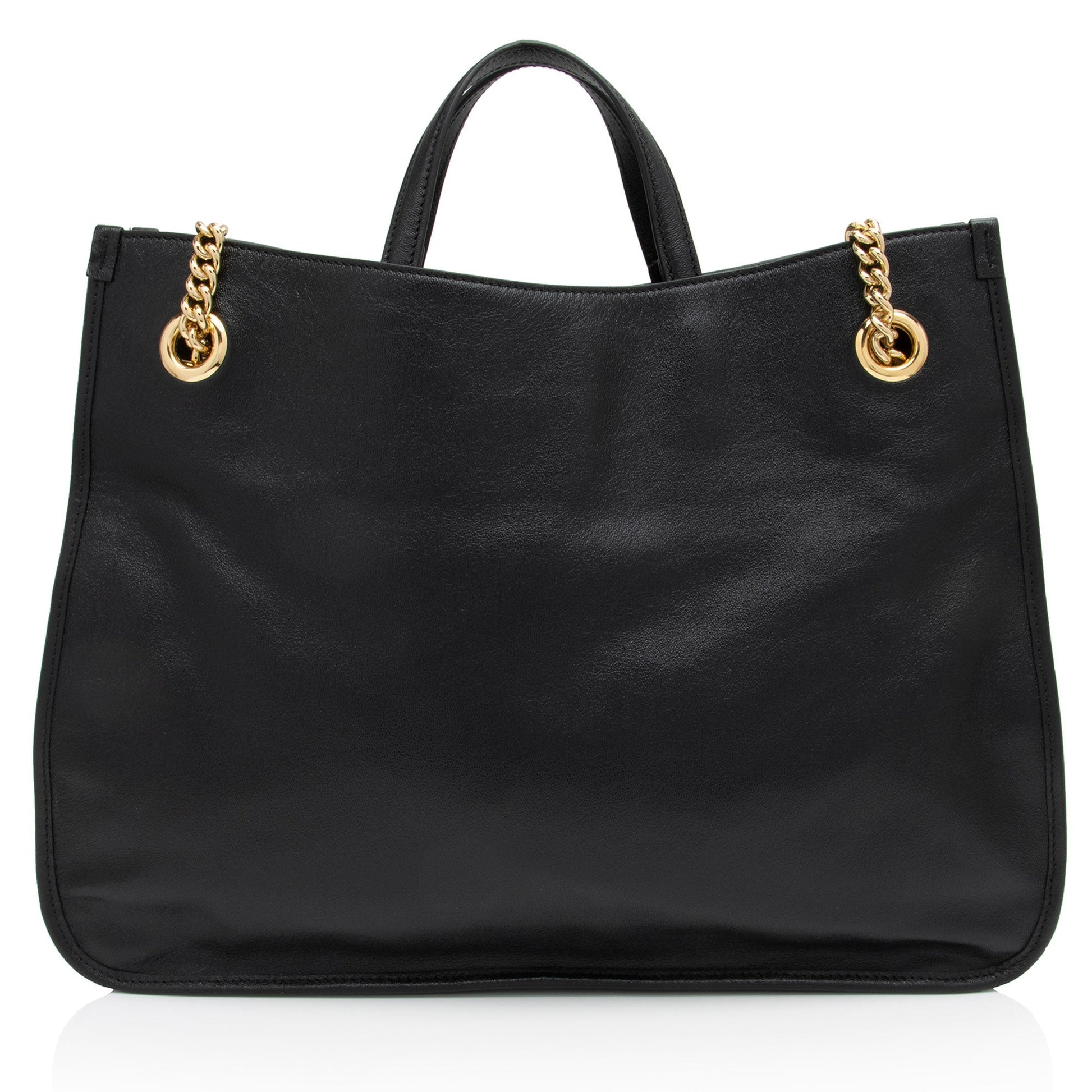 Gucci Horsebit SHF-LnlXOo Leather Black Large Chain Tote Bag