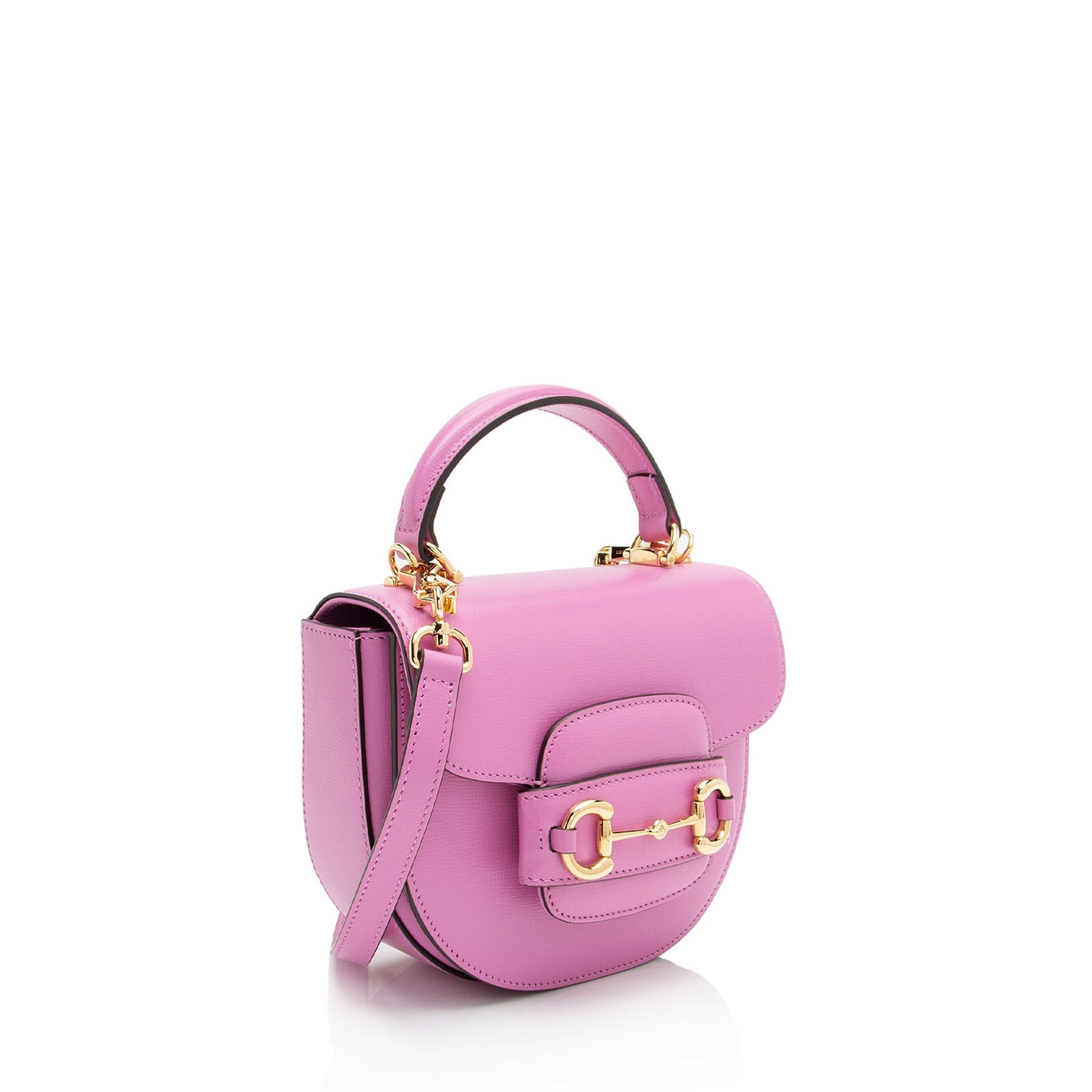 Gucci Horsebit Leather Pink Mini Top Handle Satchel Bag