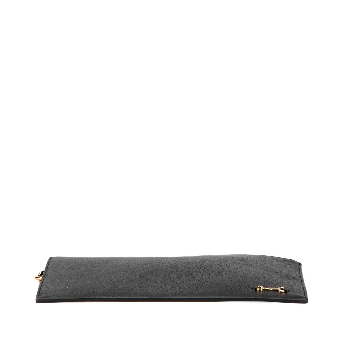Gucci Horsebit Zip Leather Calf Black Clutch Bag