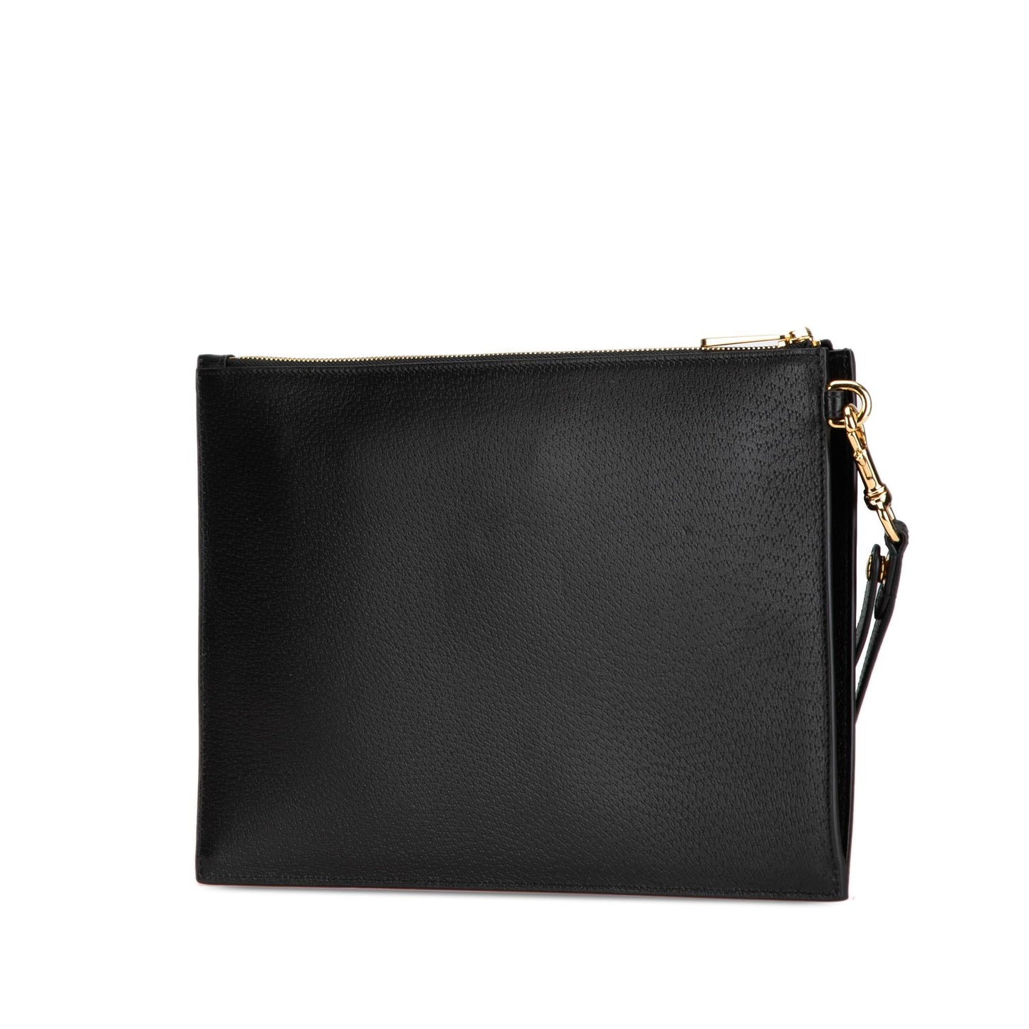 Gucci Horsebit Zip Leather Calf Black Clutch Bag