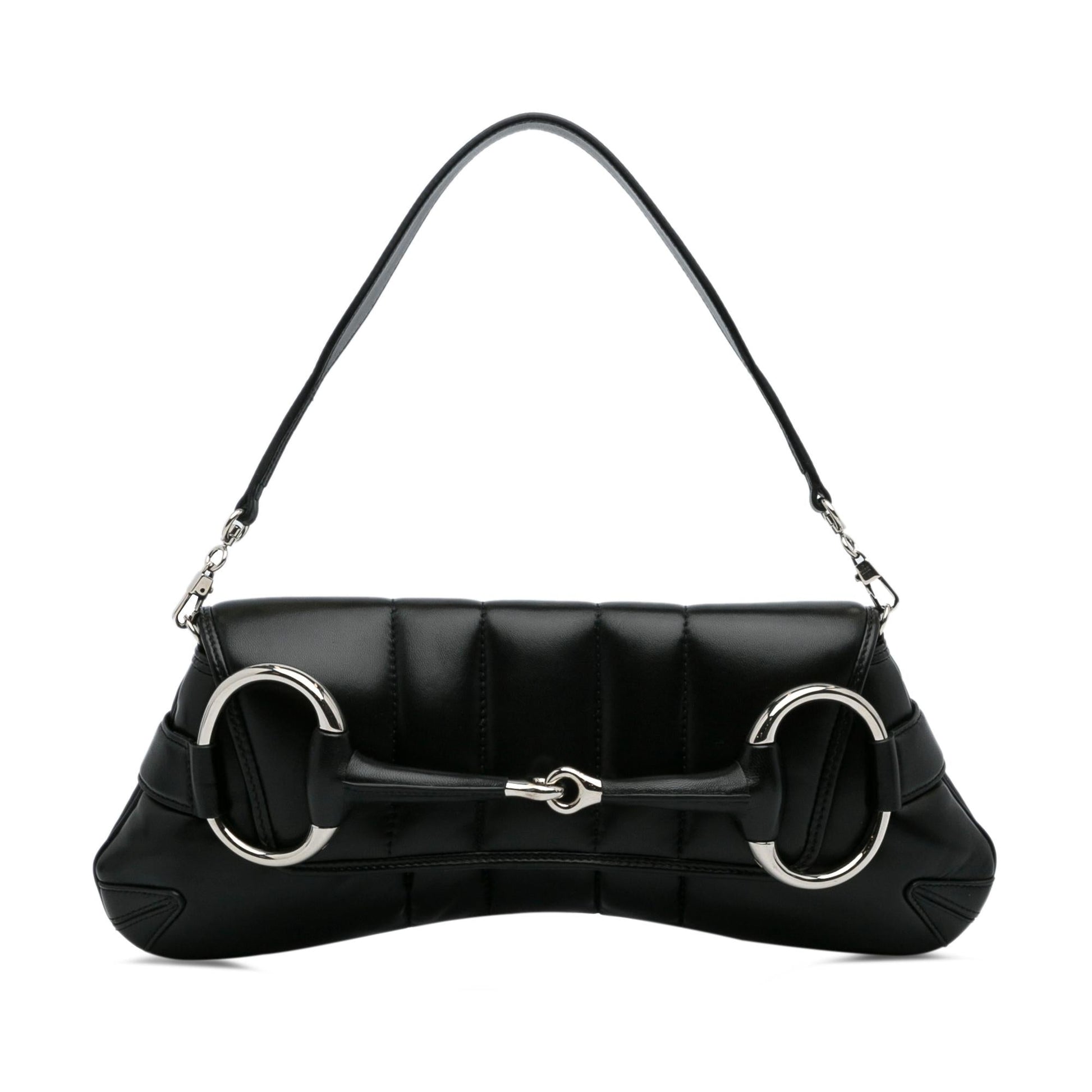 Gucci Horsebit SHG-RhaWYN Leather Calf Black Chain Satchel Bag