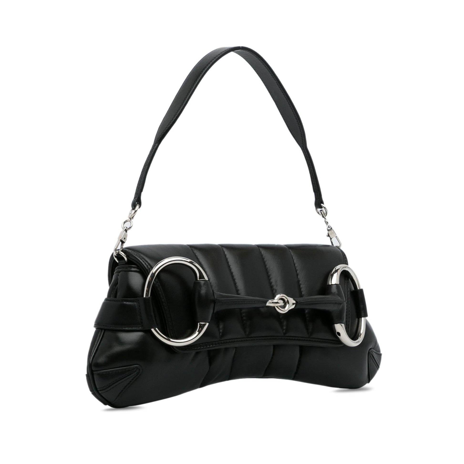 Gucci Horsebit SHG-RhaWYN Leather Calf Black Chain Satchel Bag